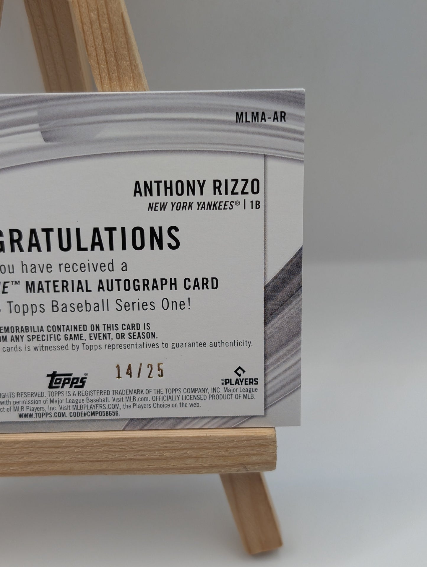 2023 Topps Anthony Rizzo Major League Material #MLM-AR Yankees Baseball Auto /25 FRENLY BRICKS - Open 7 Days
