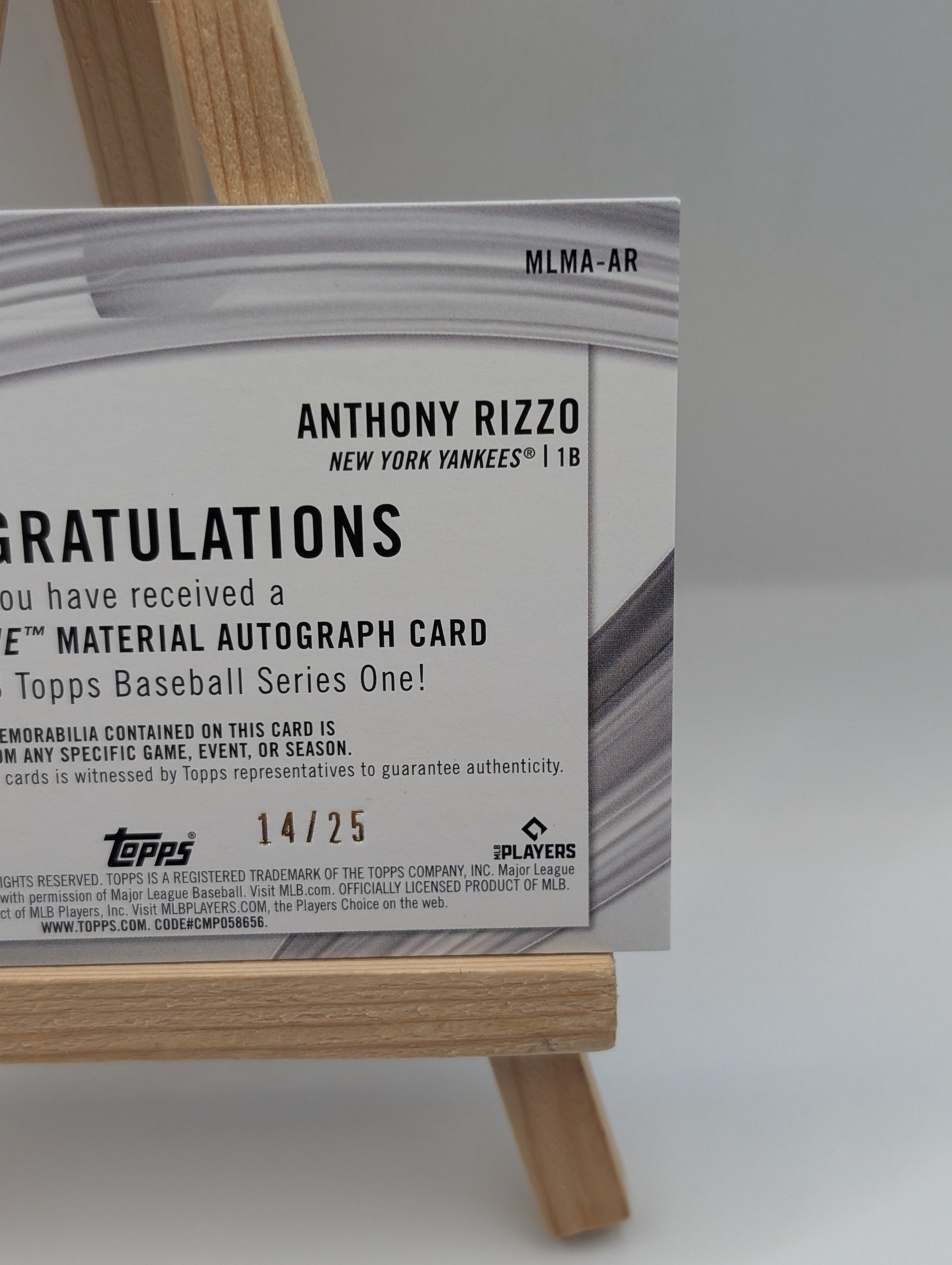 2023 Topps Anthony Rizzo Major League Material #MLM-AR Yankees Baseball Auto /25 FRENLY BRICKS - Open 7 Days