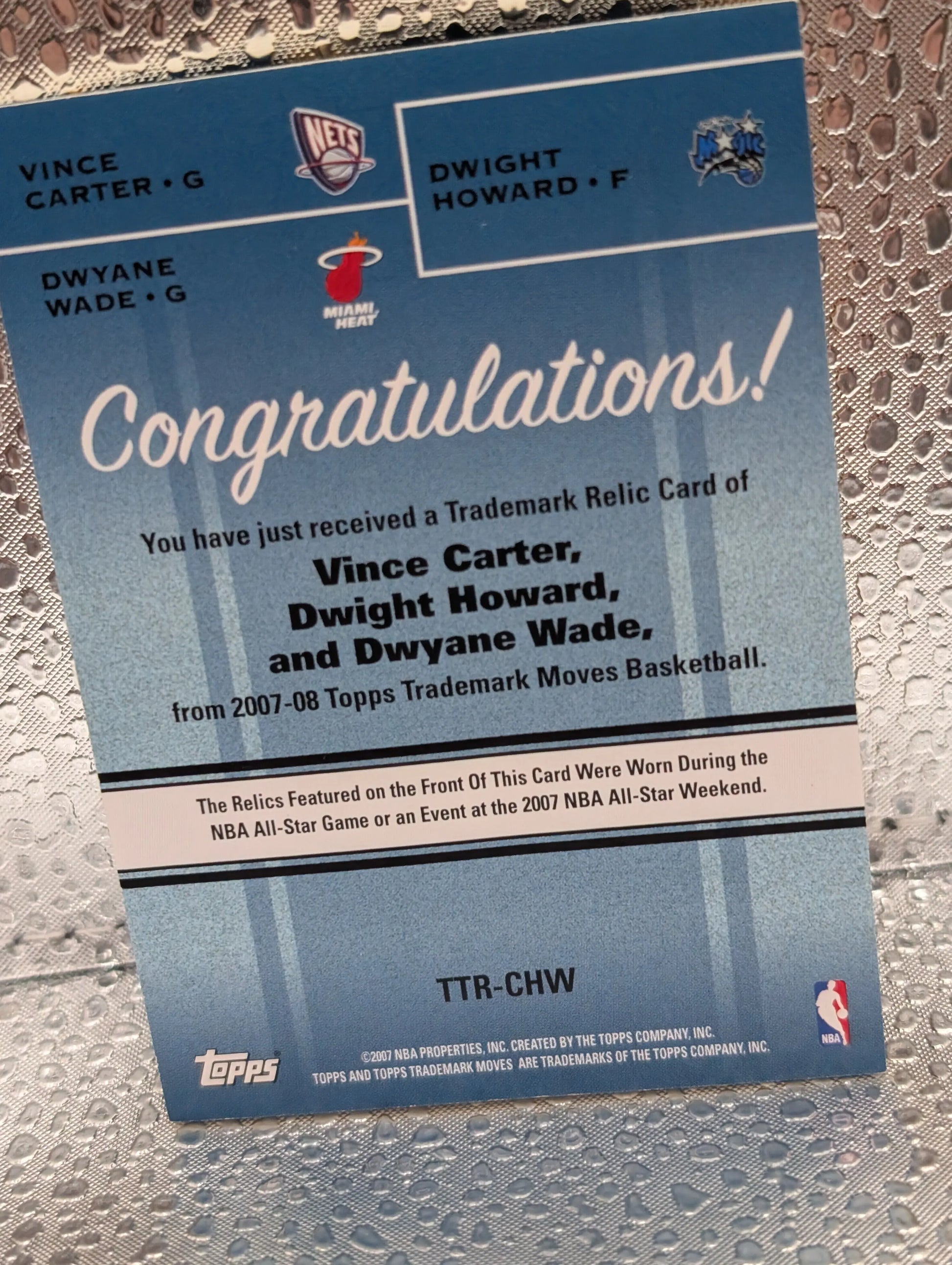 D Wade, V Carter, D Howard All Star Game Relics /25 - Topps Trademark Moves TTR-CHW FRENLY BRICKS - Open 7 Days
