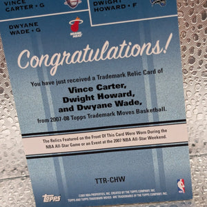 D Wade, V Carter, D Howard All Star Game Relics /25 - Topps Trademark Moves TTR-CHW FRENLY BRICKS - Open 7 Days