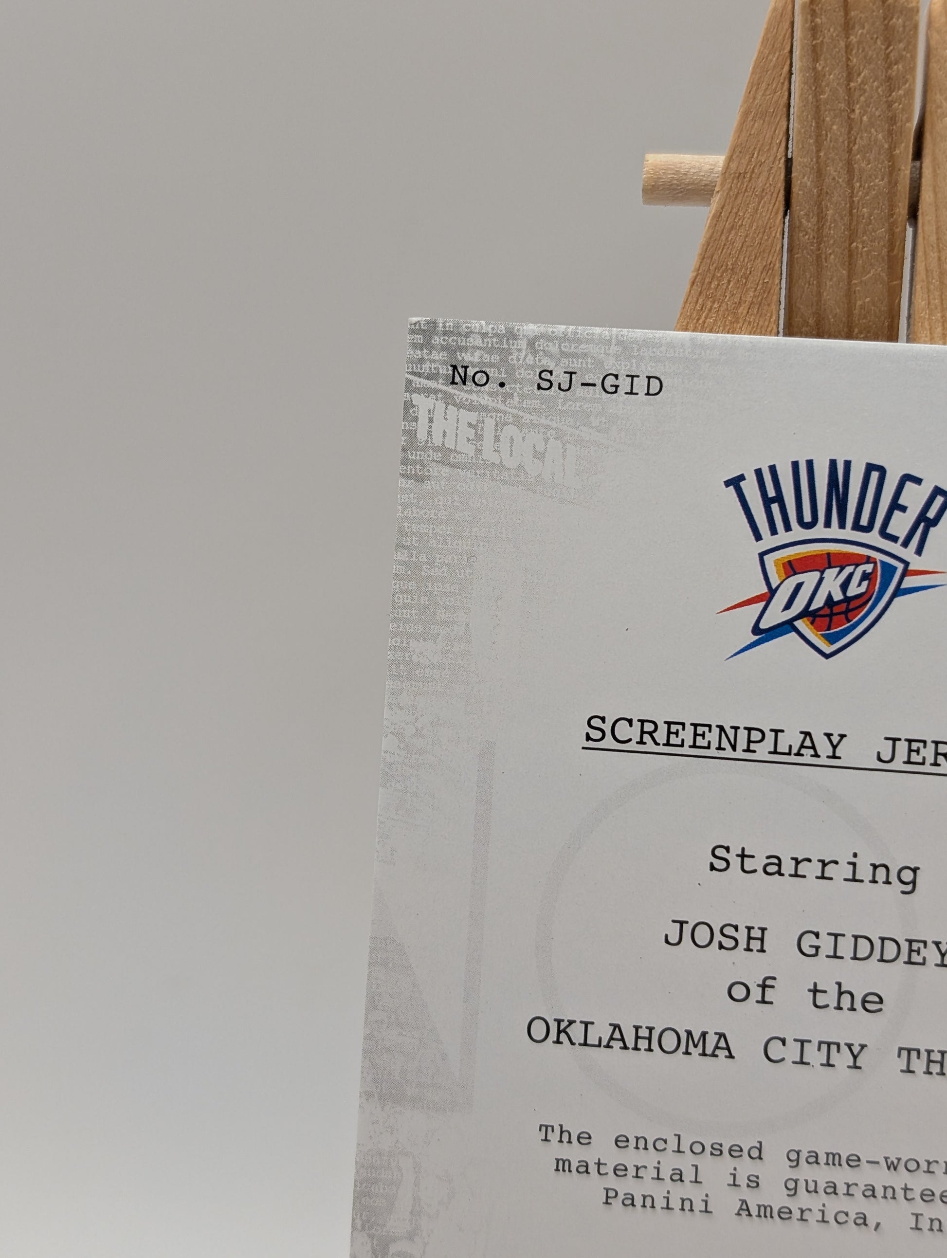 2023 Noir Screen Play Jerseys Josh Giddey Game Worn Patch /99