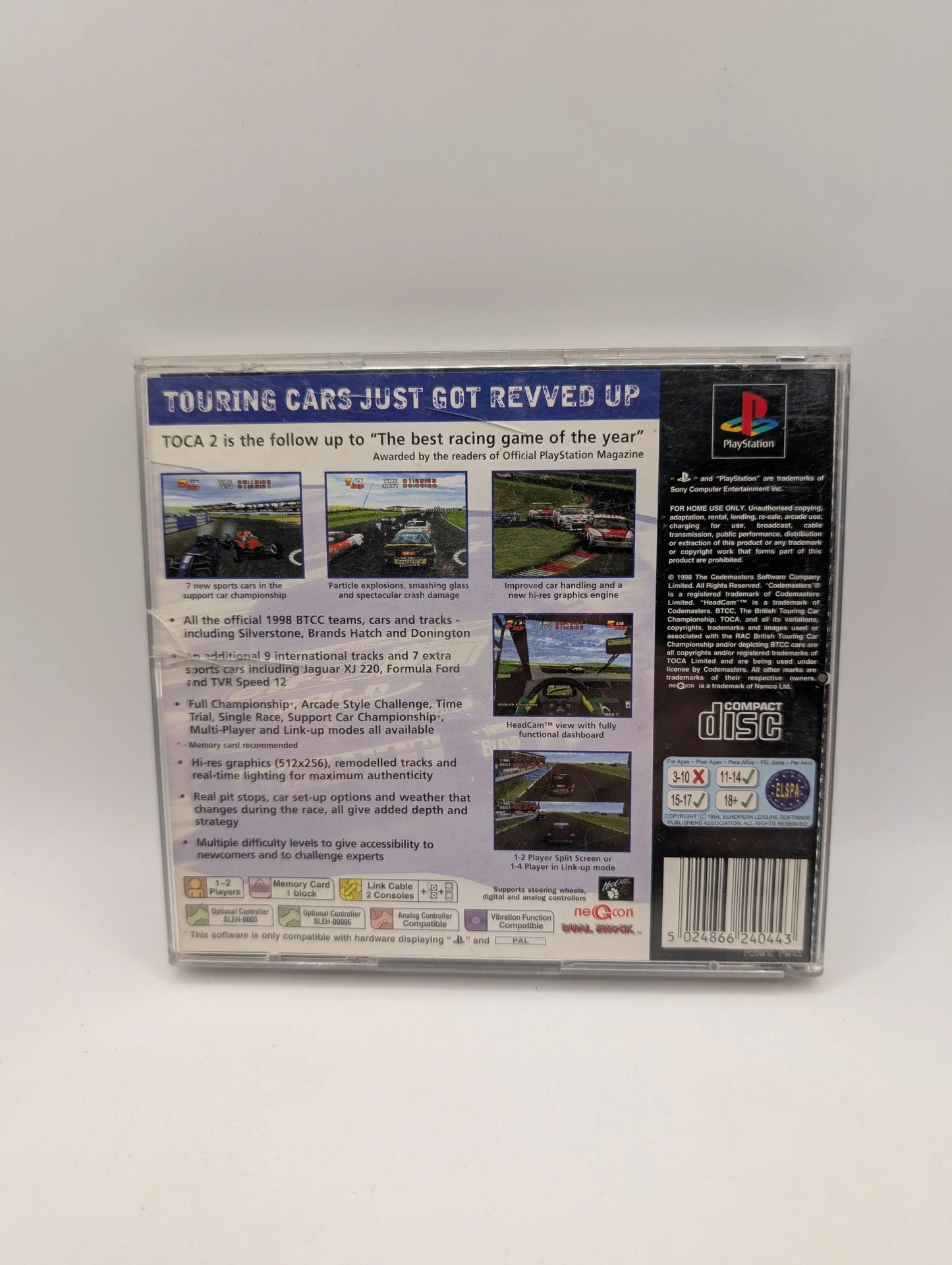 TOCA 2 Touring Cars  - PlayStation 1 (PS1) Game With Manual PAL FRENLY BRICKS - Open 7 Days