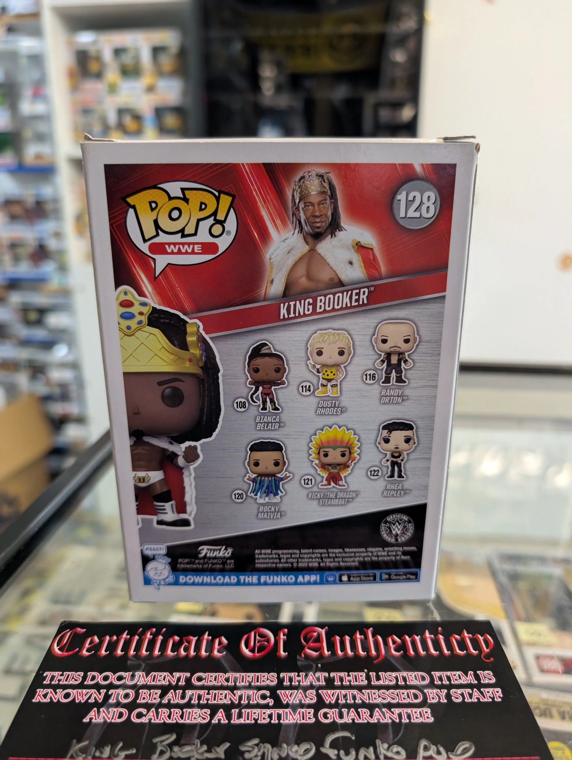 WWE - King Booker Pop! Vinyl Figure #128 signed with COA see pics FRENLY BRICKS - Open 7 Days