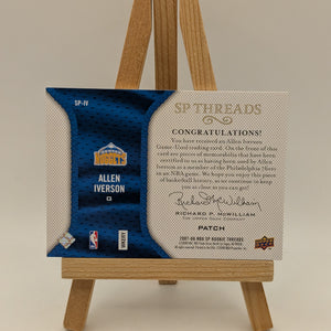 Allen Iverson 2007-08 Sp Rookie Threads Game Used Dual Jersey Nuggets Card