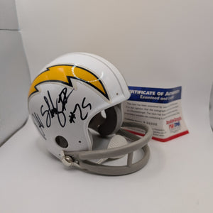 Mini-Helmet: SIGNER DARRELL STUCKEY Rookiegraph Auto Chargers NFL Multi Auto FRENLY BRICKS - Open 7 Days
