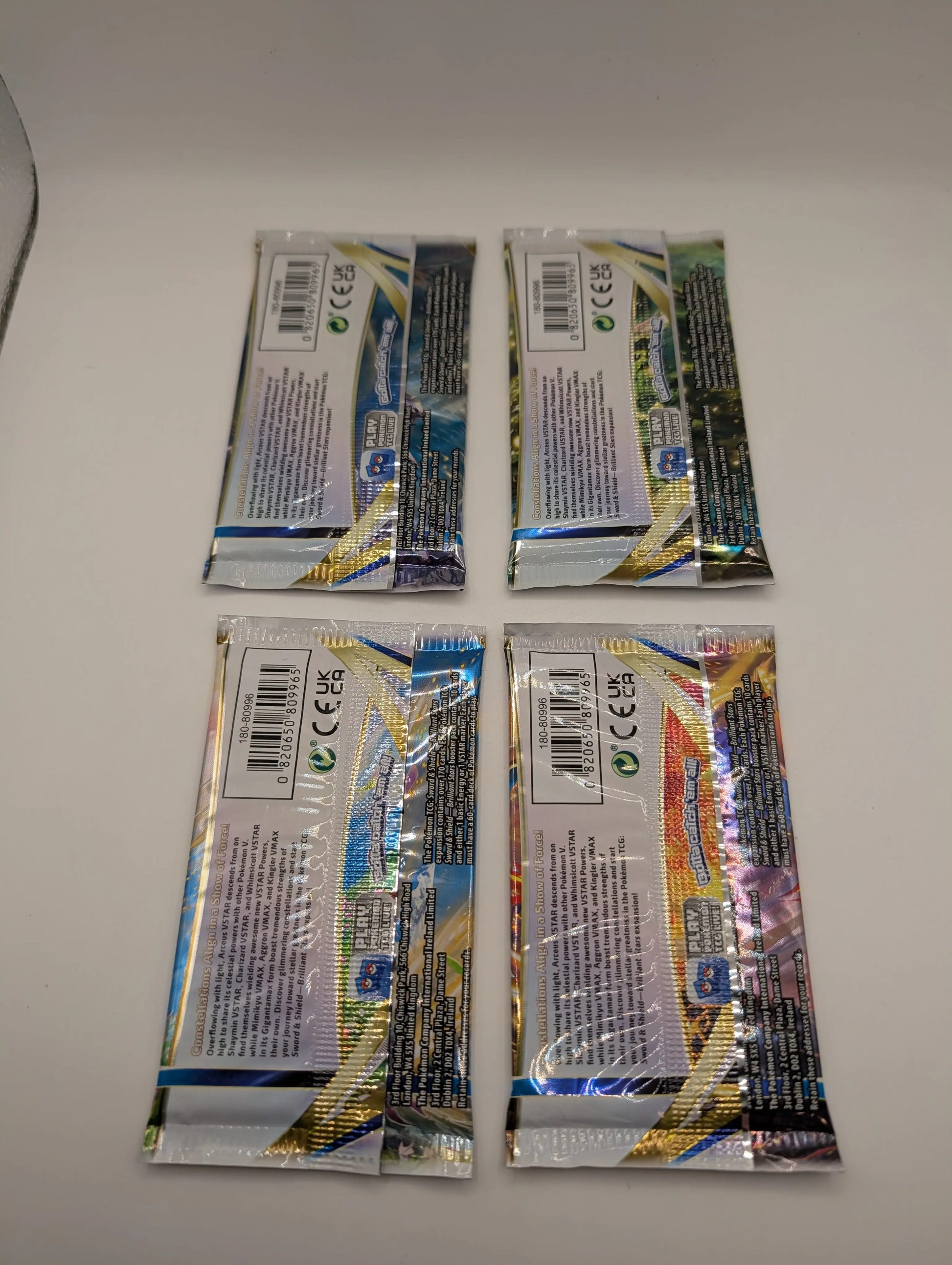 4 x Brilliant Stars Pokémon SWSH10 Sealed Booster Pack Art Set, photo 4 image 4