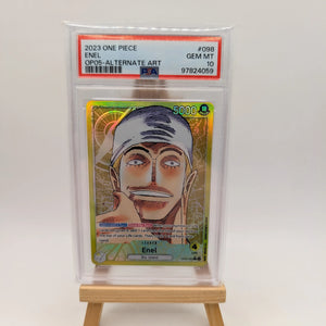 One Piece Enel (Alternate Art) OP05-098 Awakening of the New Era Foil PSA 10 FRENLY BRICKS - Open 7 Days