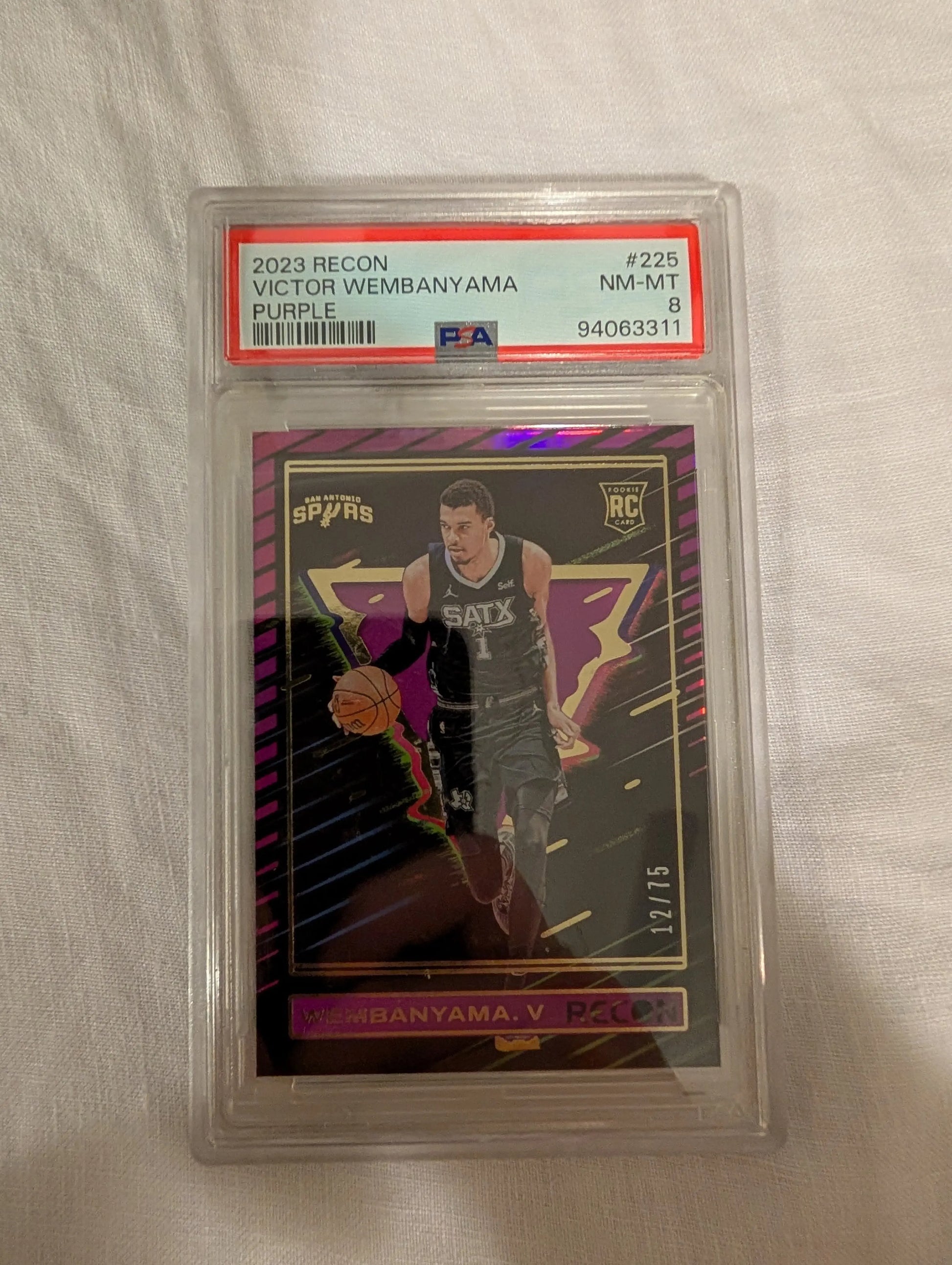 2023-24 Recon Victor Wembanyama /75 Purple Holo SSP PSA 8 SP Rookie RC #225 rare FRENLY BRICKS - Open 7 Days