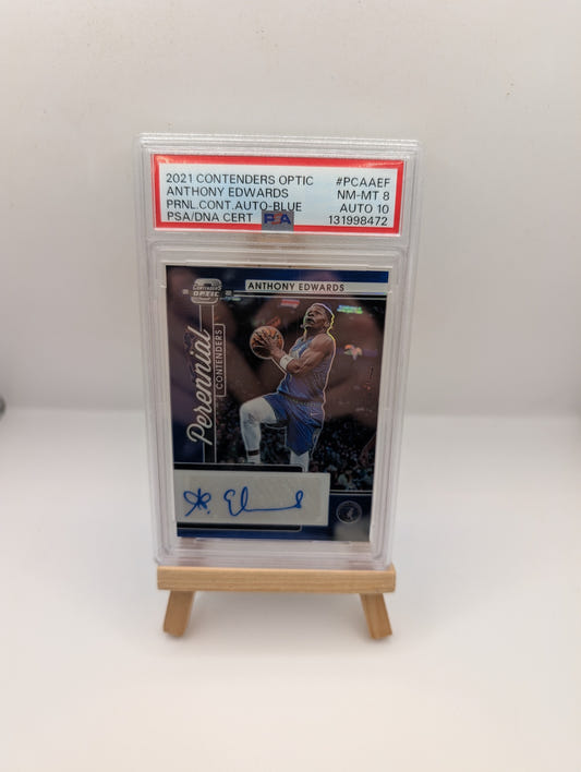 2021-22 Contenders Optic Perennial Contenders Autograph Blue Anthony Edwards /75 PSA 8 PSA 8 FRENLY BRICKS - Open 7 Days