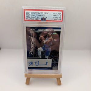 2021-22 Contenders Optic Perennial Contenders Autograph Blue Anthony Edwards /75 PSA 8 FRENLY BRICKS - Open 7 Days