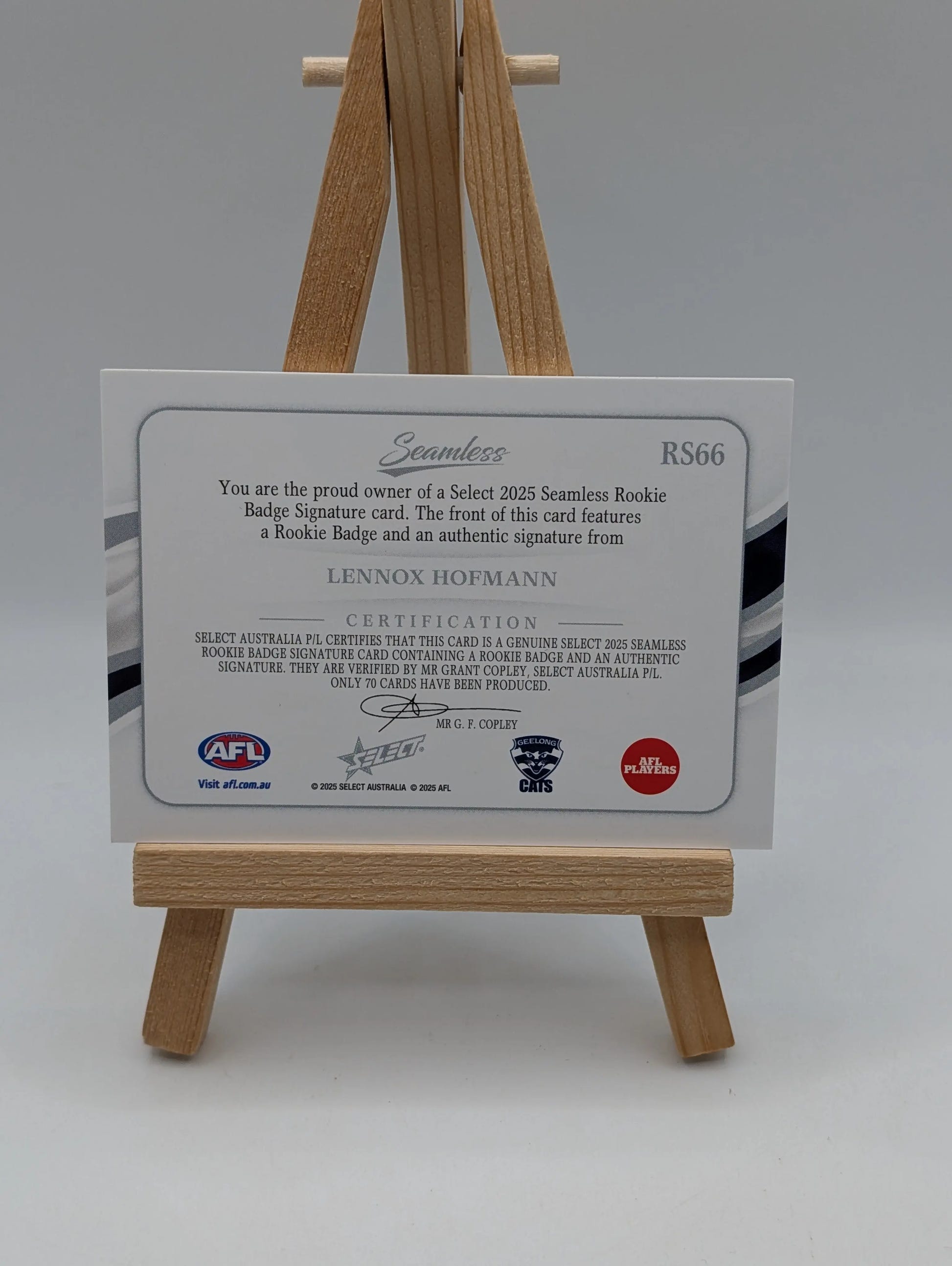 Lennox Hofmann Rookie Badge Signature Seamless Select /70 AFL 2025 Geelong FRENLY BRICKS - Open 7 Days image 7