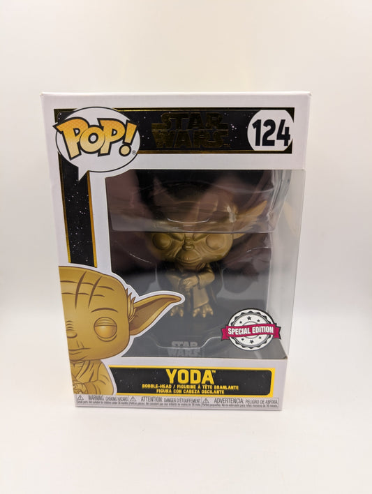 STAR WARS - Yoda (Gold Metallic) no. 124 Funko Pop Vinyl FRENLY BRICKS - Open 7 Days