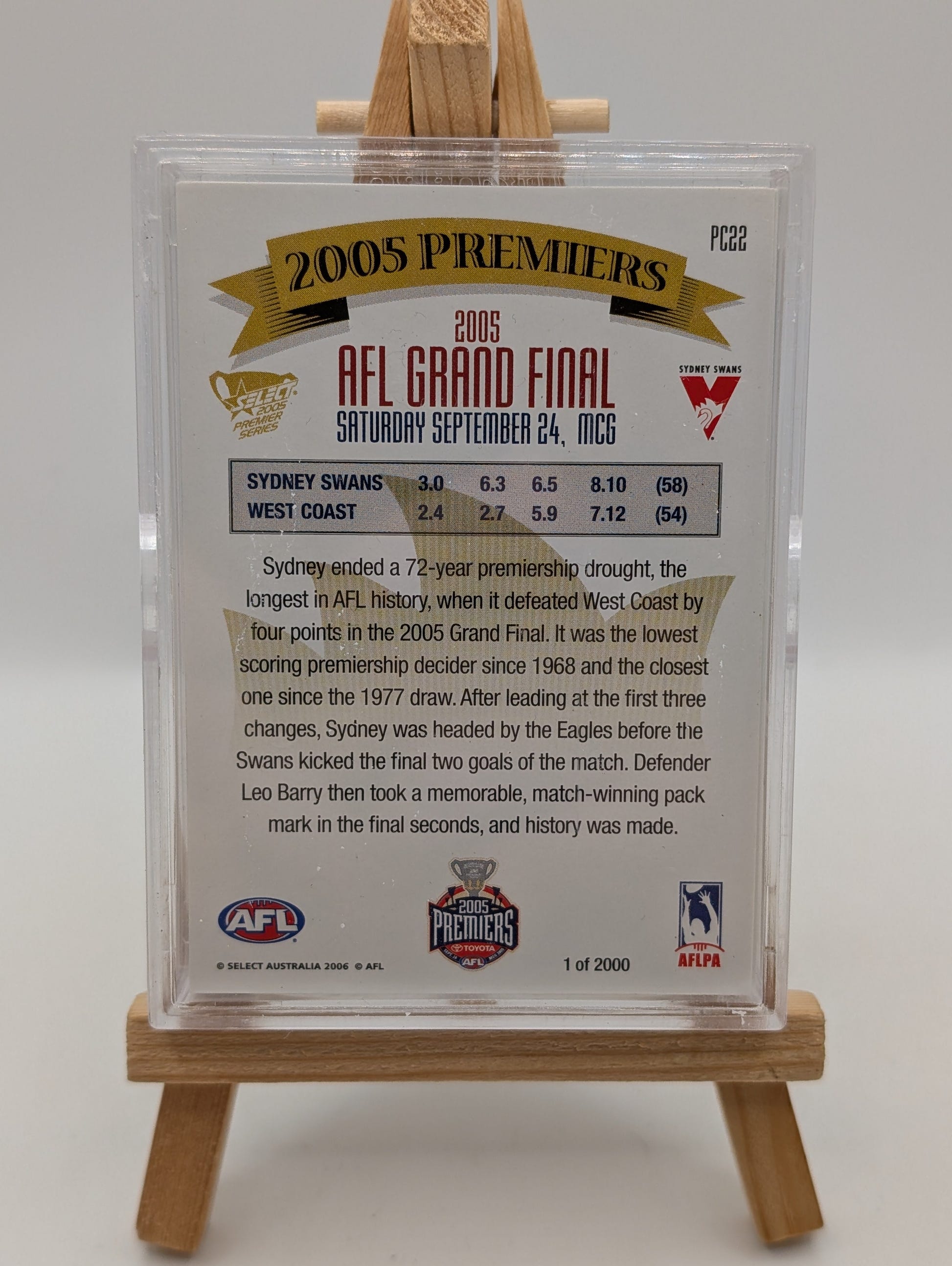 2005 AFL Sydney Swans Premiers Card Set Limited Edition FRENLY BRICKS - Open 7 Days image 5