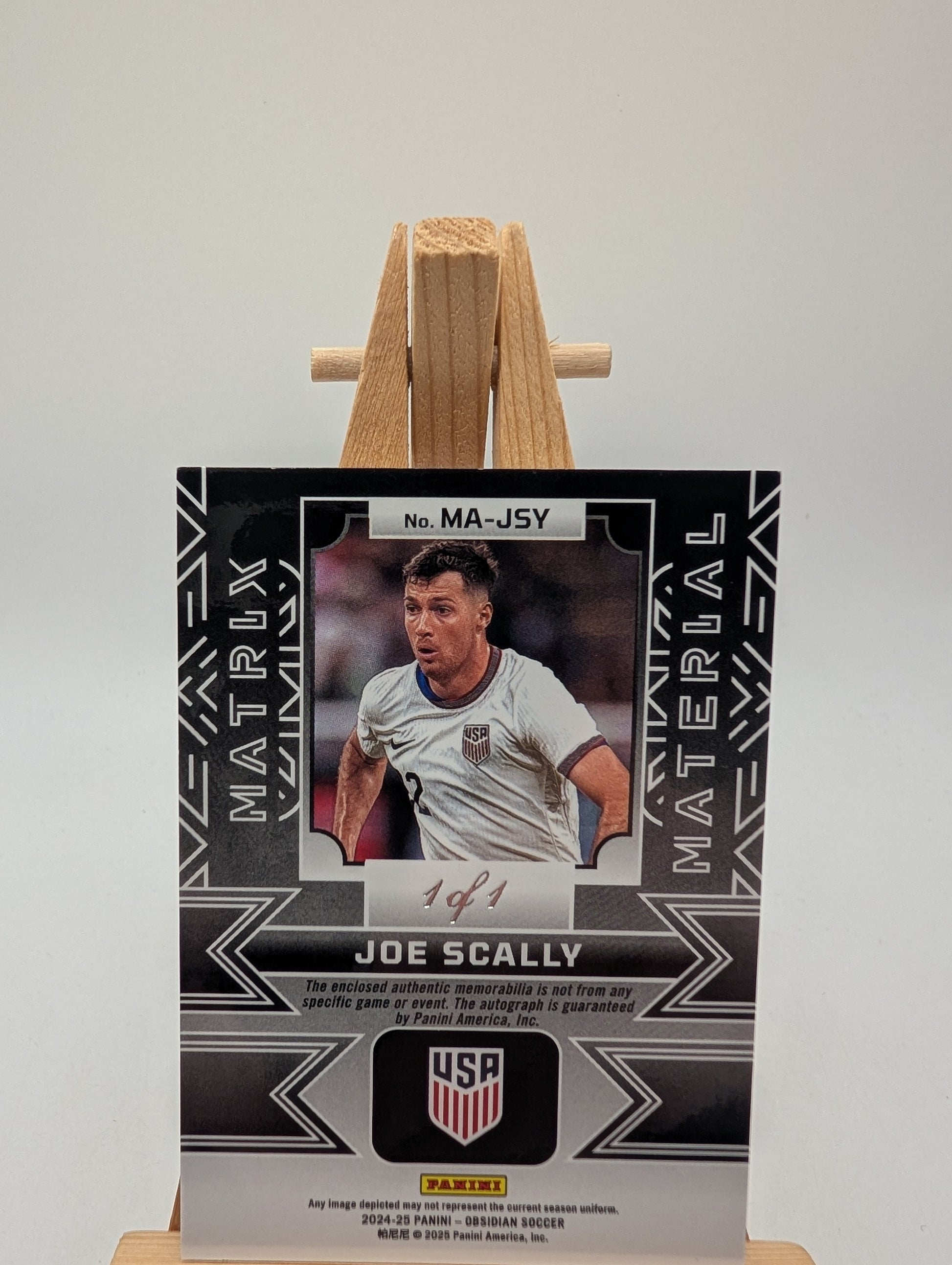 2024-25 Panini Obsidian Soccer JOE SCALLY 1/1 One of One Auto Patch USA US FRENLY BRICKS - Open 7 Days