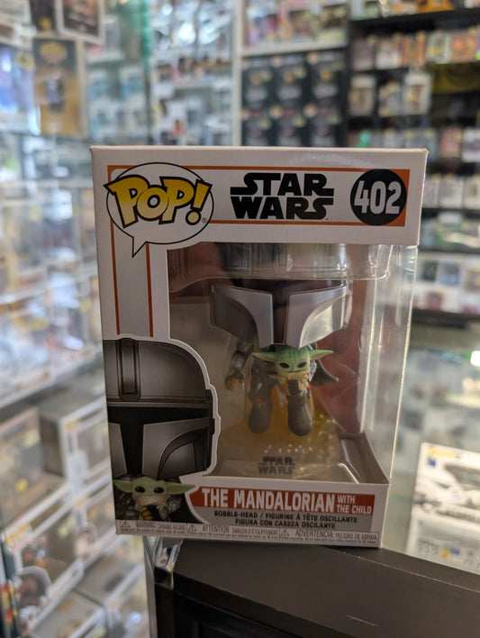 Star Wars - Mandalorian with the Child Jetpack Flying Pop! Vinyl Figure #402 FRENLY BRICKS - Open 7 Days
