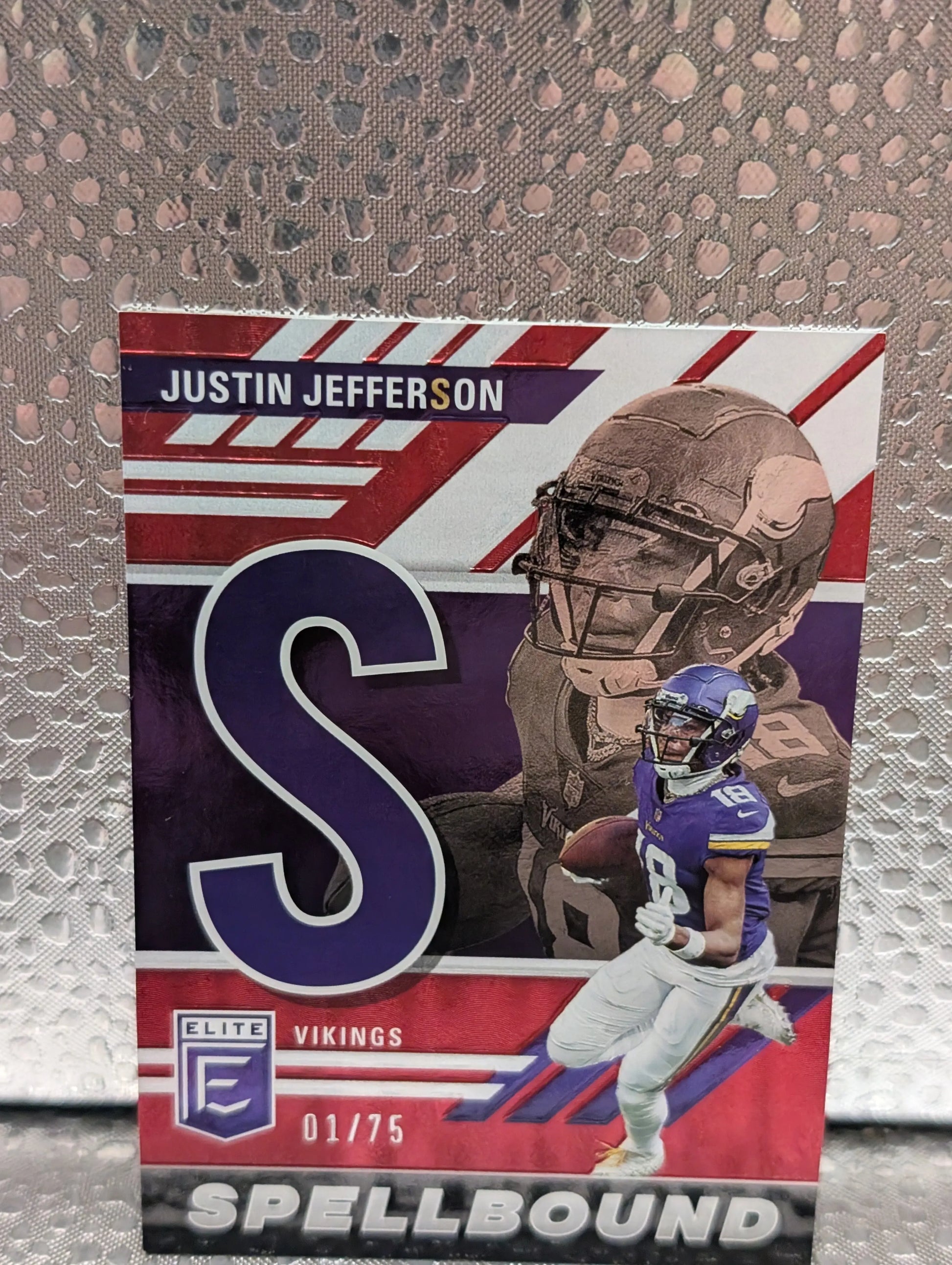 2023 Panini Elite Football SB-JJ1 Justin Jefferson Spellbounf Red 1/75 Letter J FRENLY BRICKS - Open 7 Days