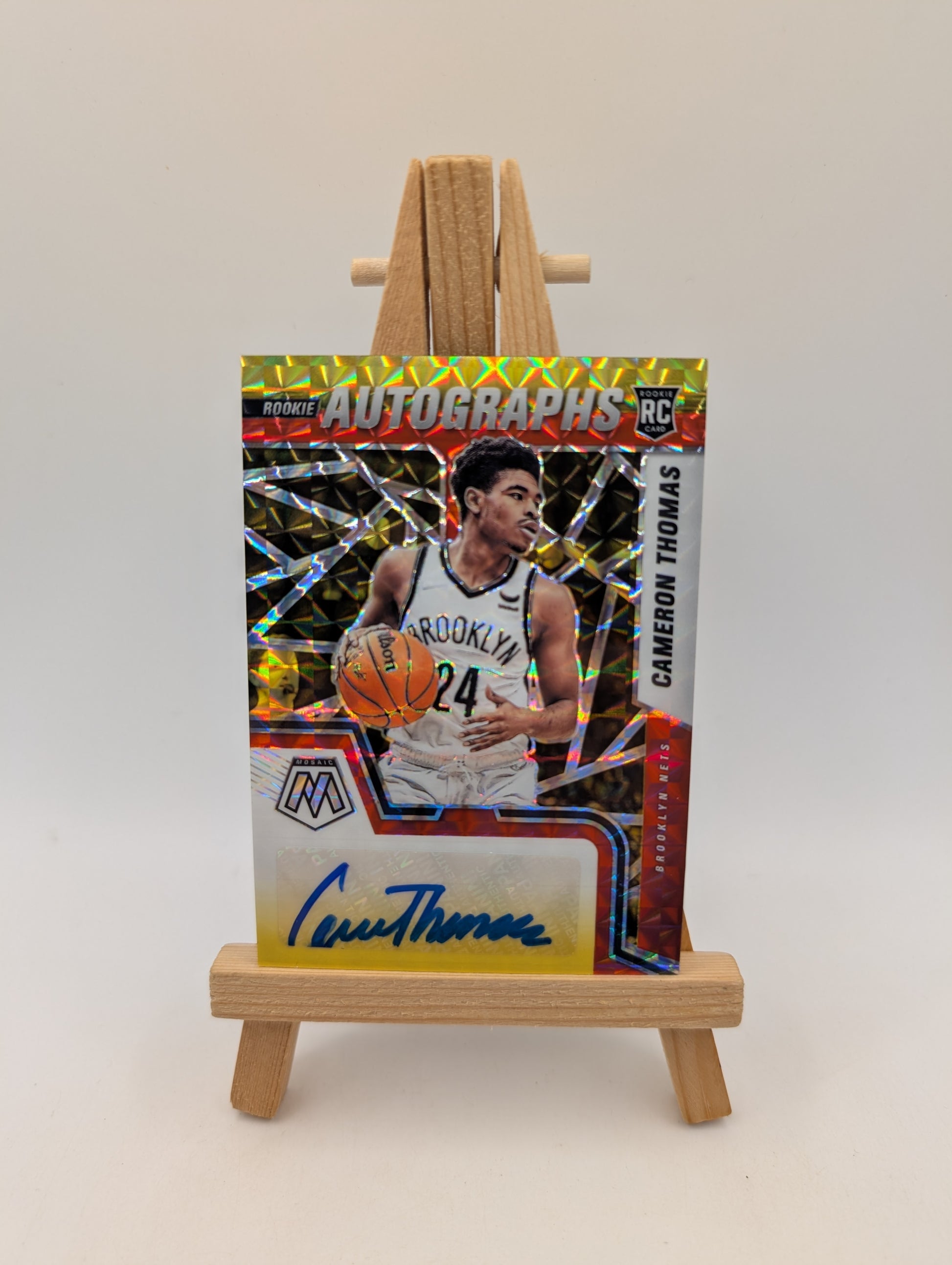 2021-22 Panini Mosaic Autos Choice Red & Yellow Fusion CAMERON THOMAS