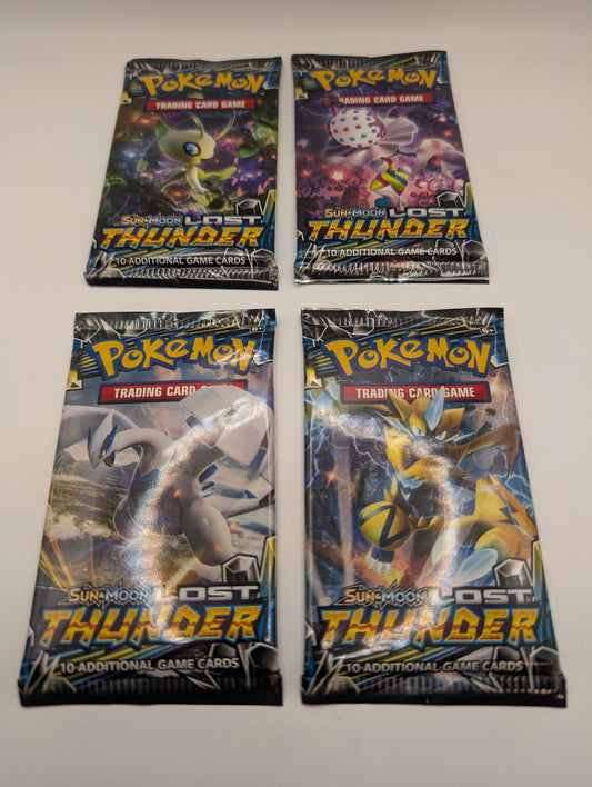 Pokemon 4x S&M Lost Thunder Booster Packs Factory Sealed - All 4 Art Sets! FRENLY BRICKS - Open 7 Days