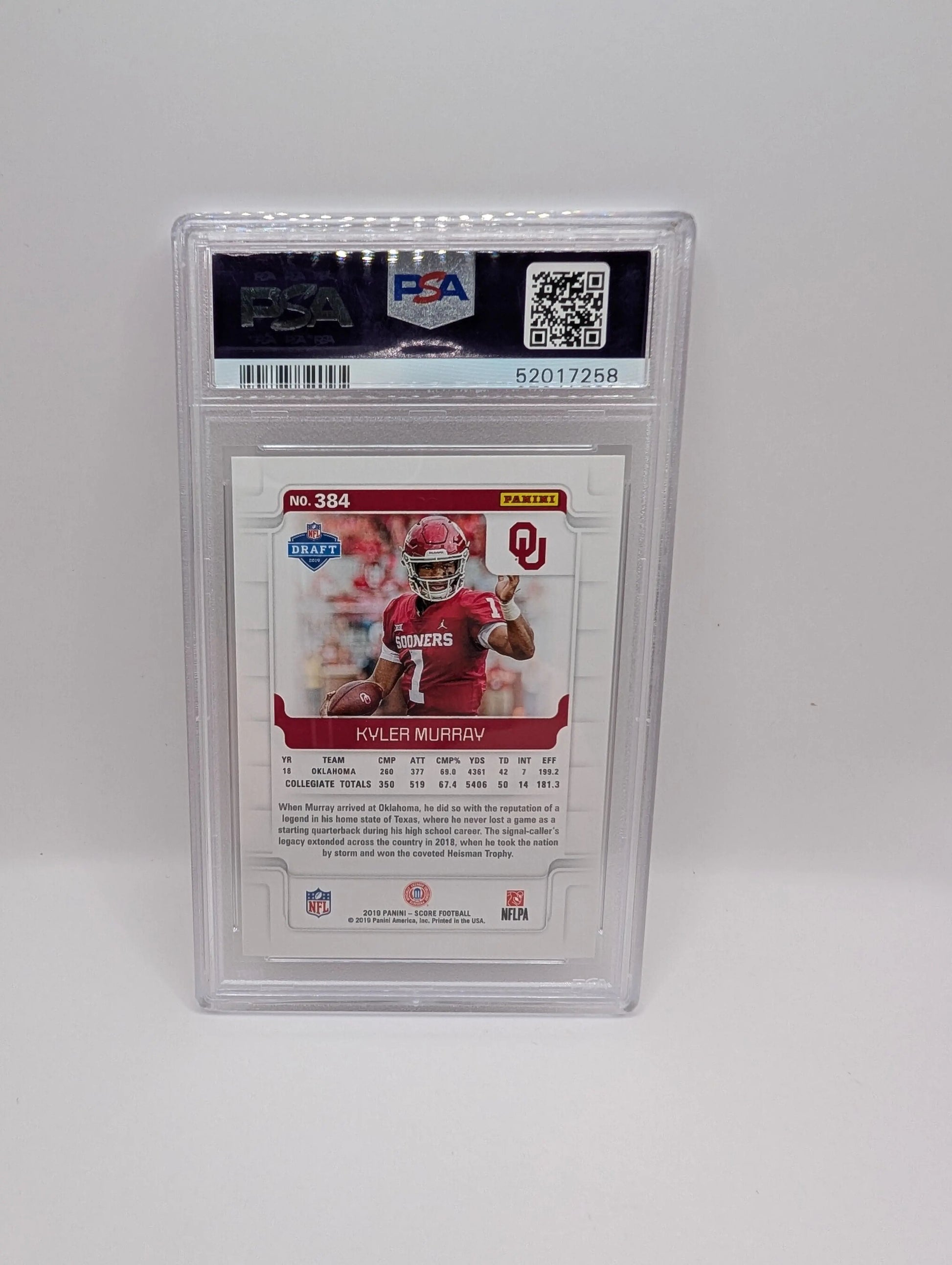 2019 Panini Score Kyler Murray PSA 9 Rookie Card #384 FRENLY BRICKS - Open 7 Days