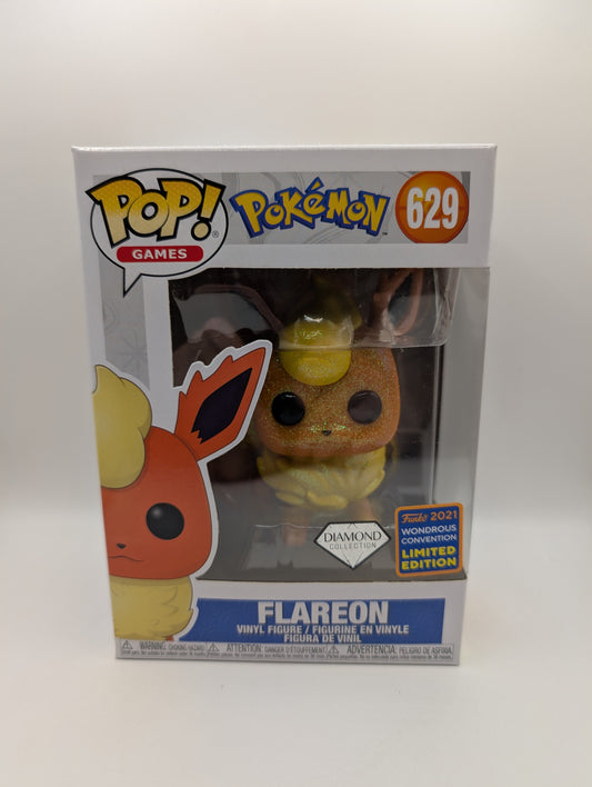 FLAREON Pokemon Wondercon 2021 Diamond Glitter Funko POP! #629 FRENLY BRICKS - Open 7 Days
