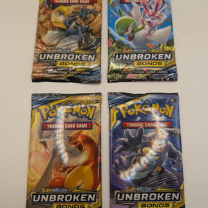 POKEMON TCG Unbroken Bonds Booster Pack Art Set - 4 Packs Total - Tag Team FRENLY BRICKS - Open 7 Days
