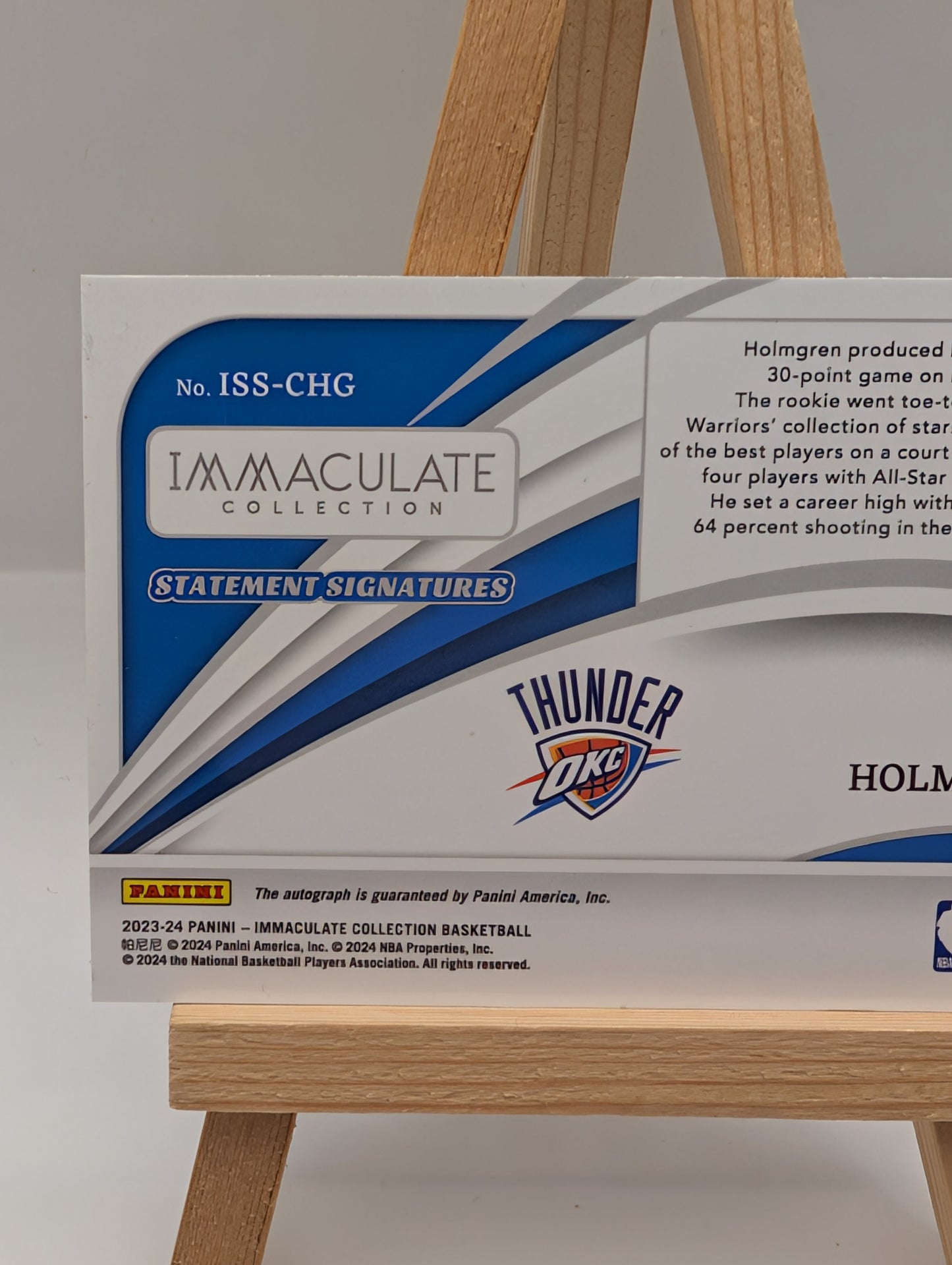 2023-24 Immaculate Collection Statement Signatures Chet Holmgren AUTO /49 FRENLY BRICKS - Open 7 Days