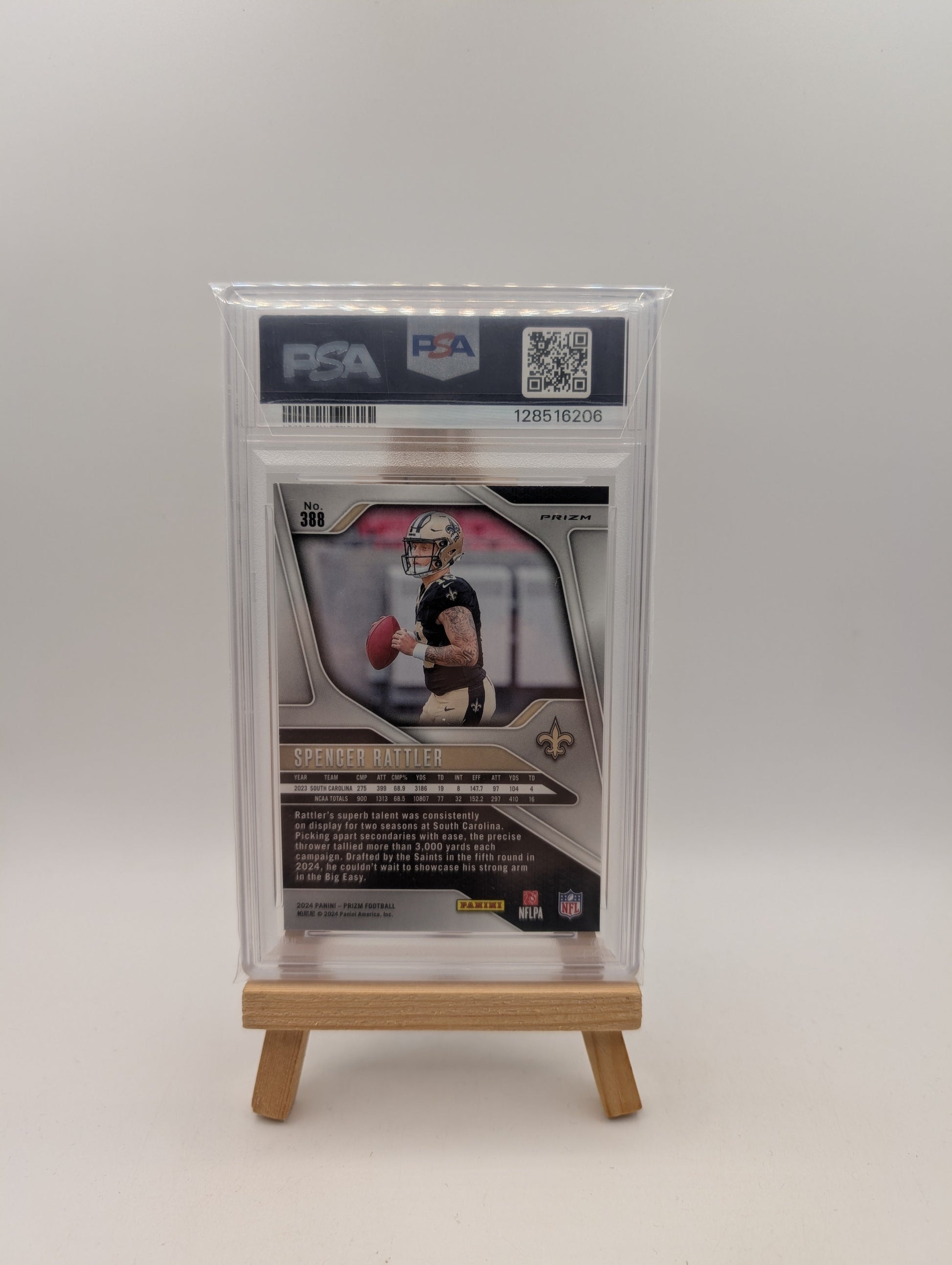 2024 PANINI PRIZM RED/WHITE/BLUE PRIZM #388 SPENCER RATTLER ROOKIE RC PSA 10 FRENLY BRICKS - Open 7 Days