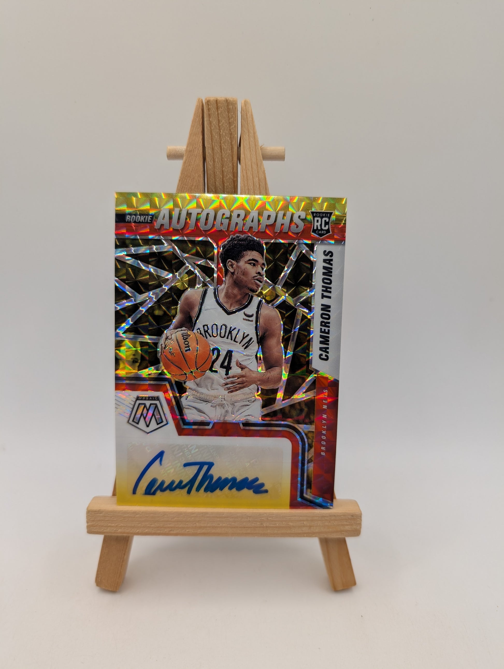 2021-22 Panini Mosaic Autos Choice Red & Yellow Fusion CAMERON THOMAS