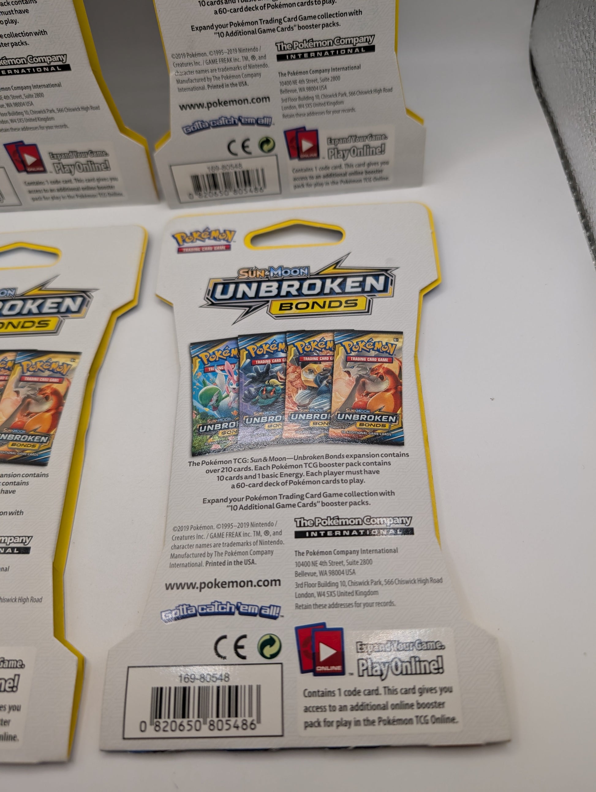 Art Set of 4 Blister Sealed Booster Packs: Pokemon SM unbroken Bonds Cards ENG FRENLY BRICKS - Open 7 Days