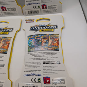 Art Set of 4 Blister Sealed Booster Packs: Pokemon SM unbroken Bonds Cards ENG FRENLY BRICKS - Open 7 Days
