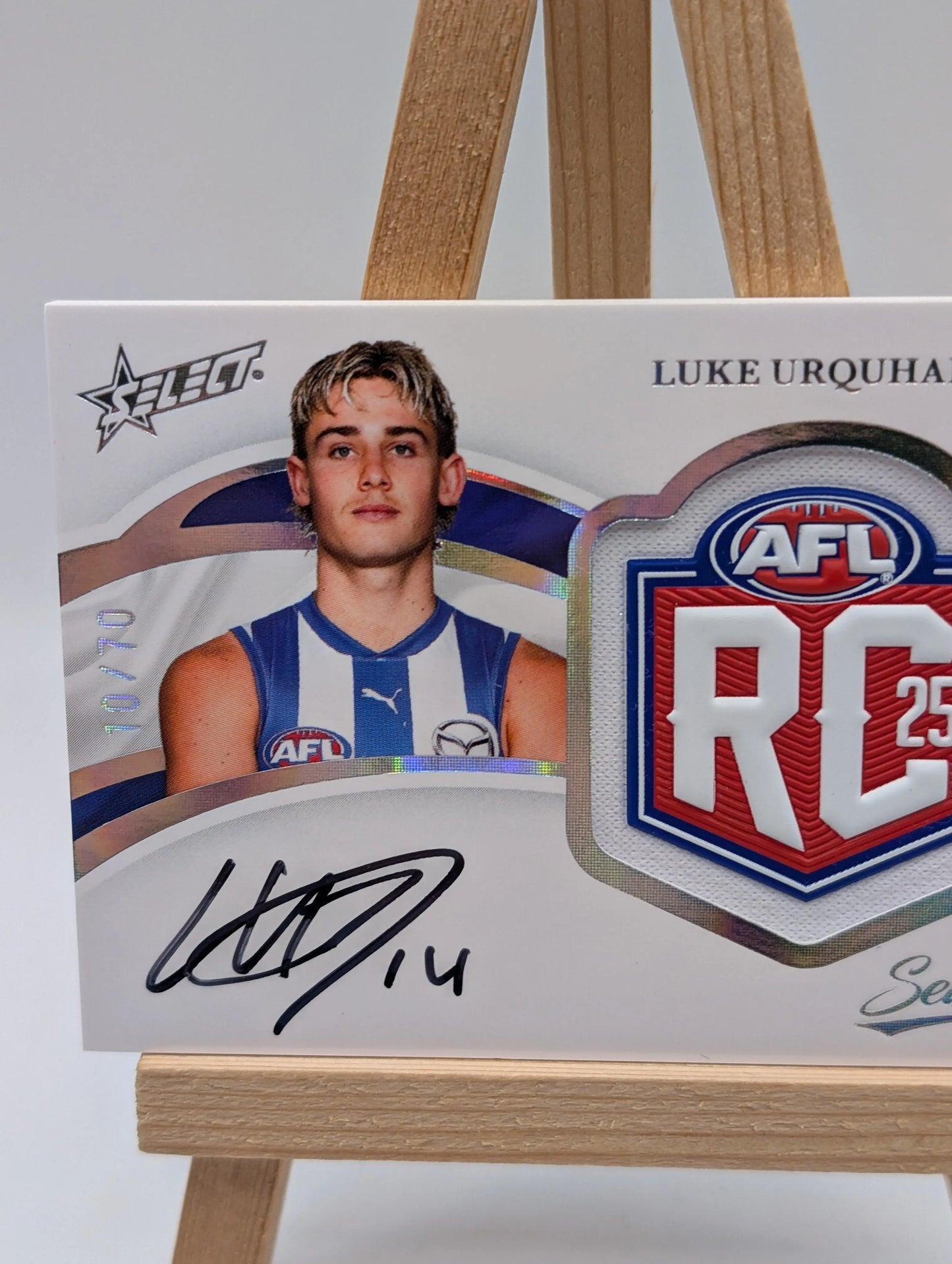 2025 AFL Select Seemless Rookie Badge Auto Luke Urquhart North Melbourne RC /70 FRENLY BRICKS - Open 7 Days