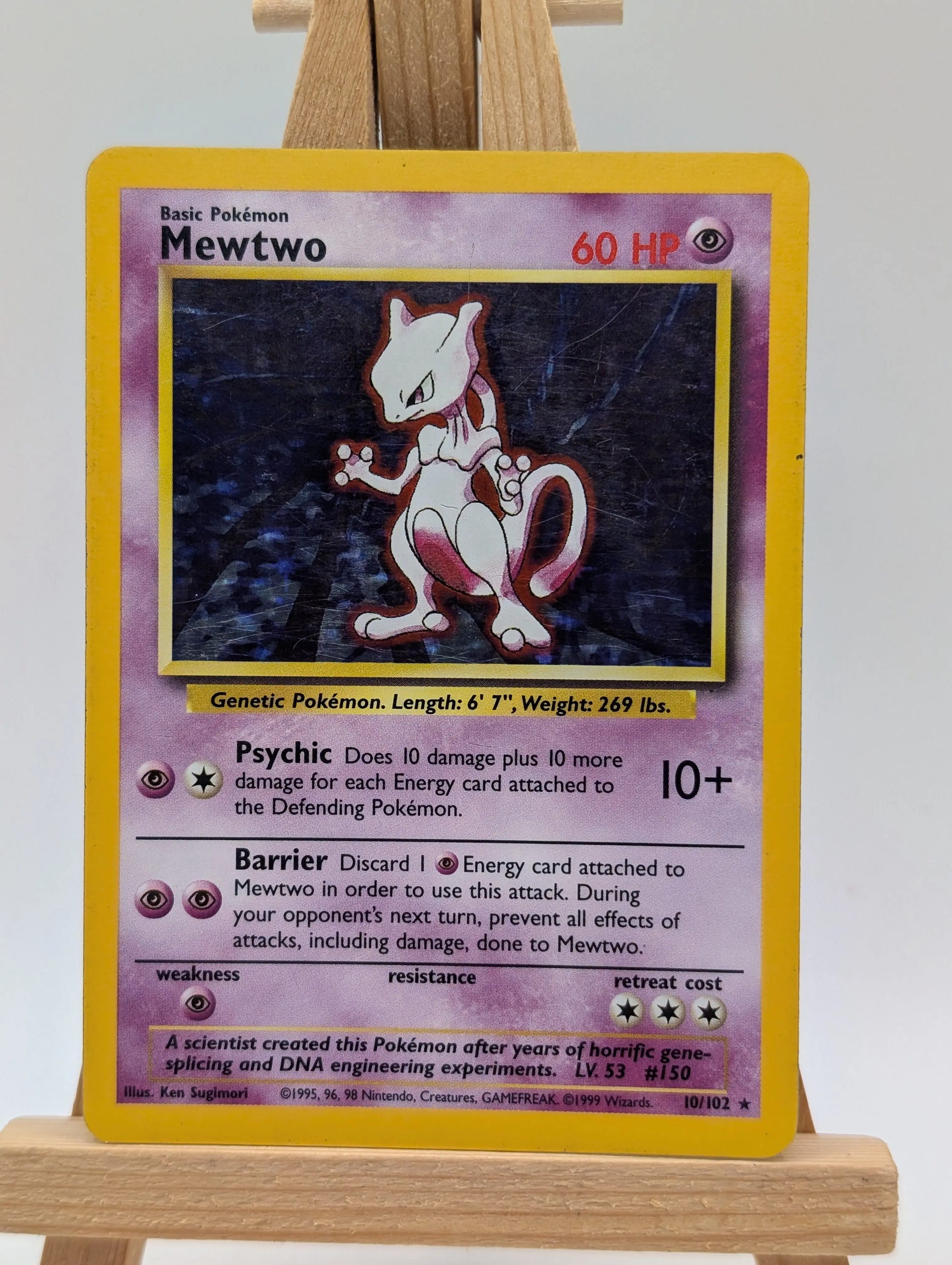 Mewtwo - 10/102 - Holo Rare - Base Set - Pokemon Card - MP FRENLY BRICKS - Open 7 Days image 2