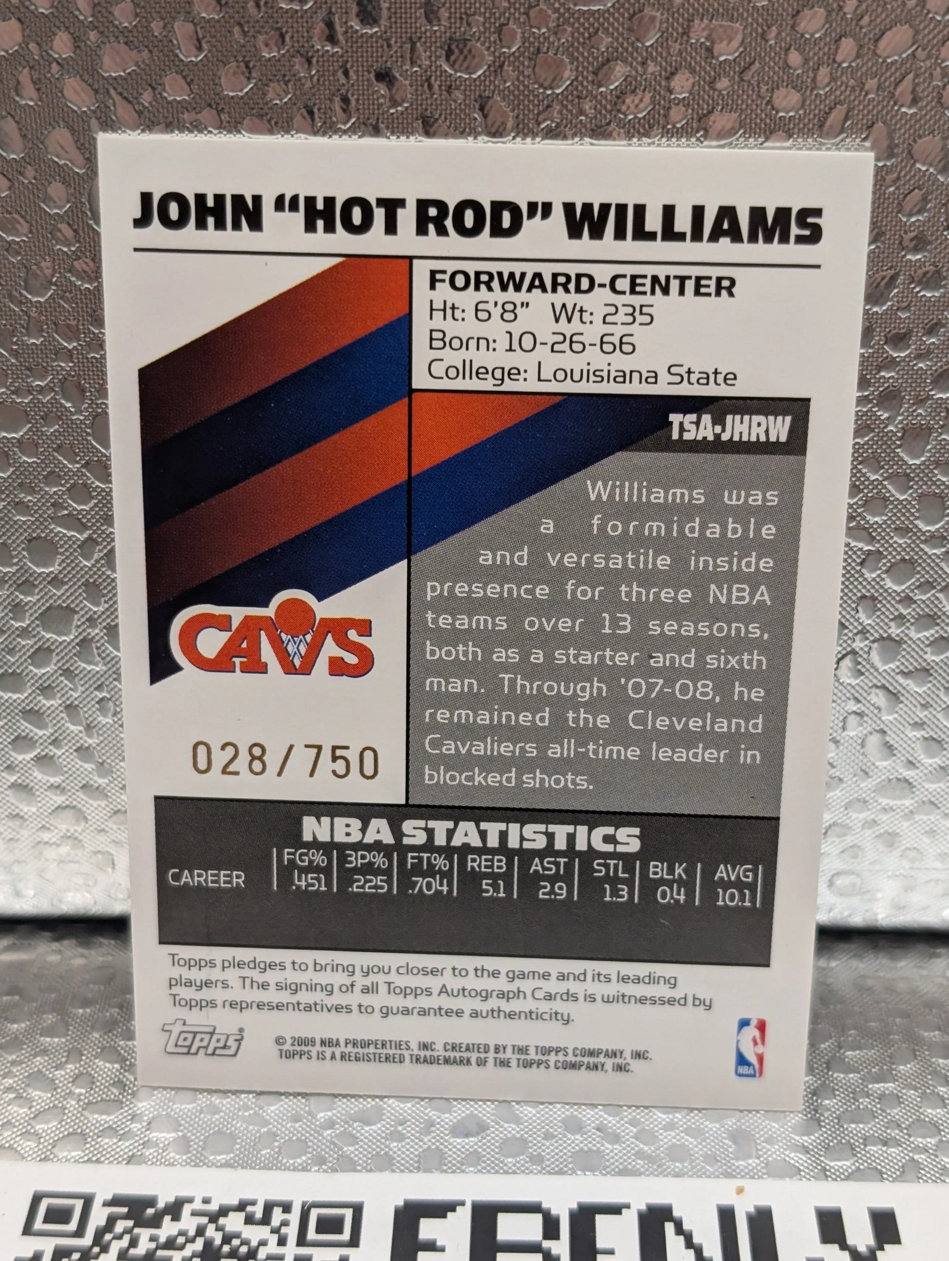 2009 NBA Topps Signature Basketball John Hot Rod Williams Knicks /750 FRENLY BRICKS - Open 7 Days