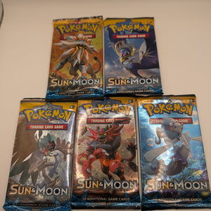 Art Set Of 5 Pokémon TCG: Sun and Moon Base Set Booster Packs Factory Sealed FRENLY BRICKS - Open 7 Days
