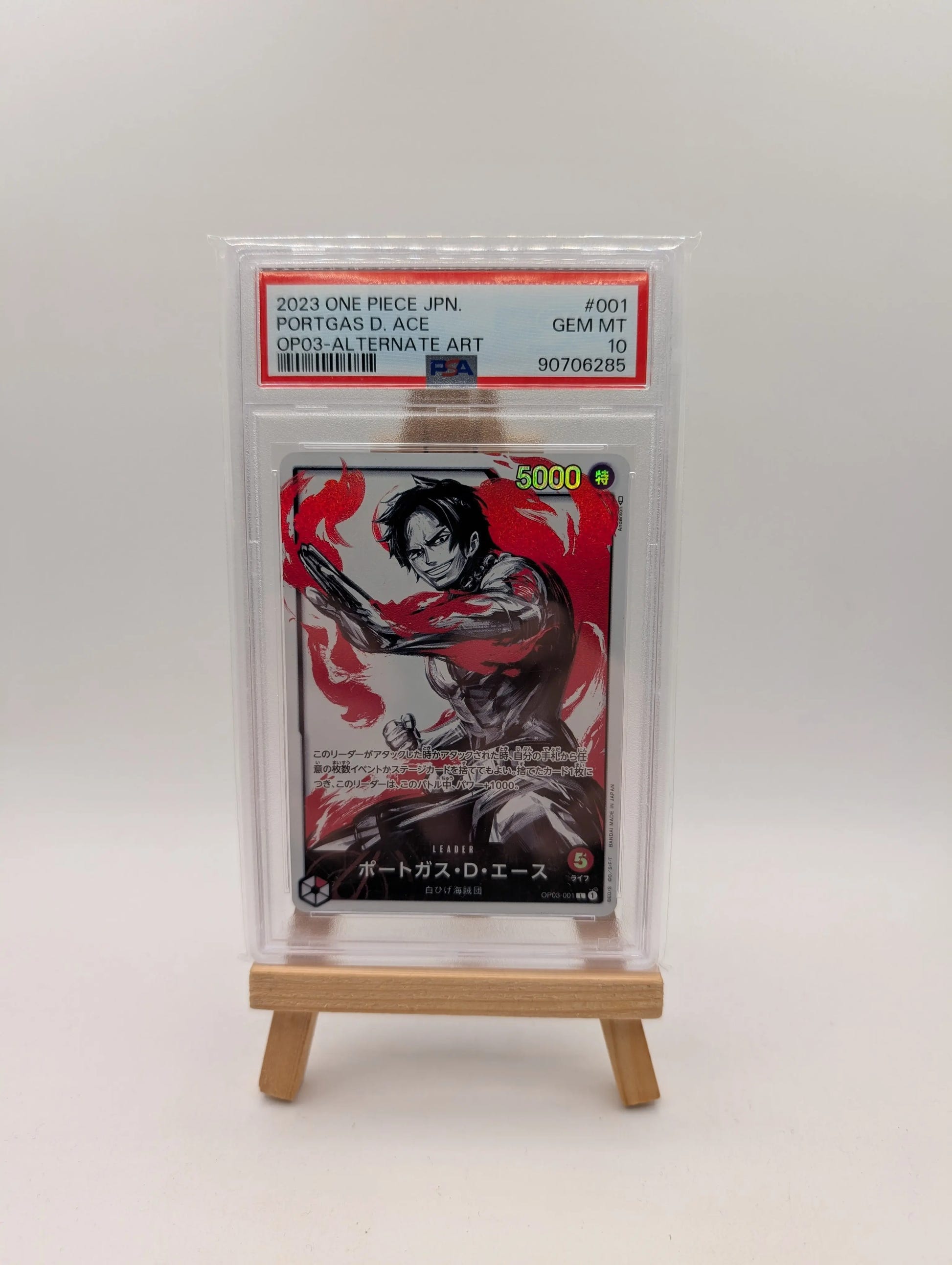GEM MT PSA 10 PORTGAS D. ACE OP03-001 LEADER ALT ART ONE PIECE CARD JAPANESE FRENLY BRICKS - Open 7 Days image 1