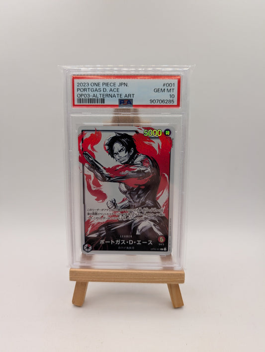 GEM MT PSA 10 PORTGAS D. ACE OP03-001 LEADER ALT ART ONE PIECE CARD JAPANESE FRENLY BRICKS - Open 7 Days
