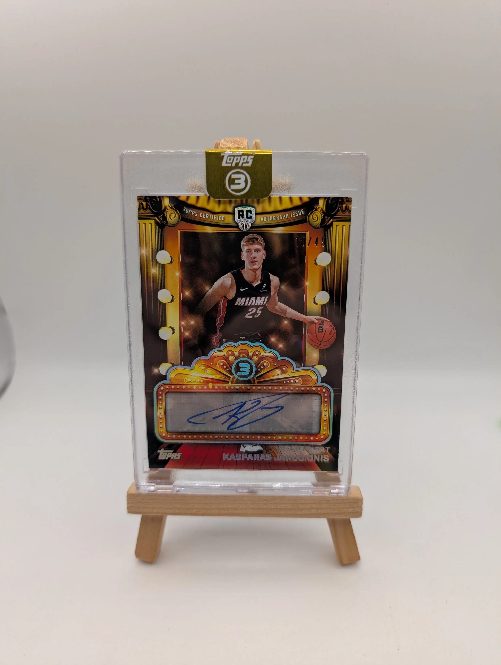 Kasparas Jakucionis 2025-26 Topps Three 3 Next Feature Auto RC /49 FRENLY BRICKS - Open 7 Days image 1