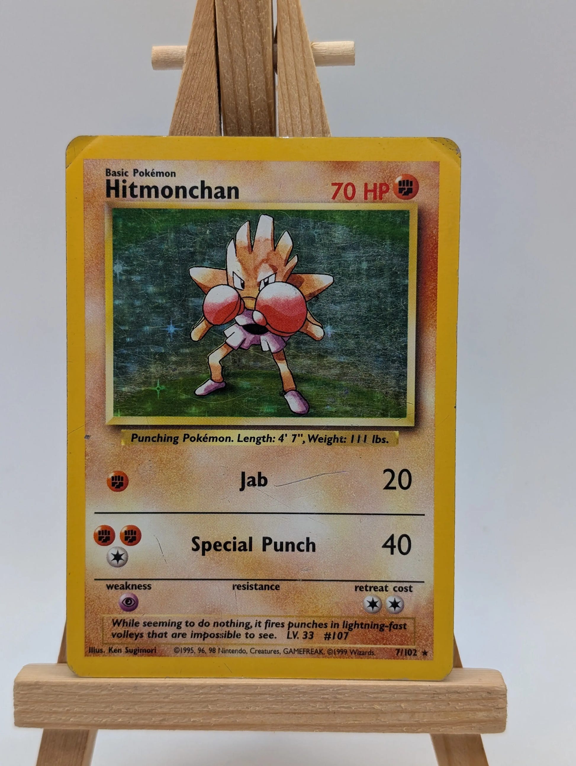 Pokémon TCG Hitmonchan Base Set 7/102 Holo Unlimited Holo Rare HP FRENLY BRICKS - Open 7 Days image 2