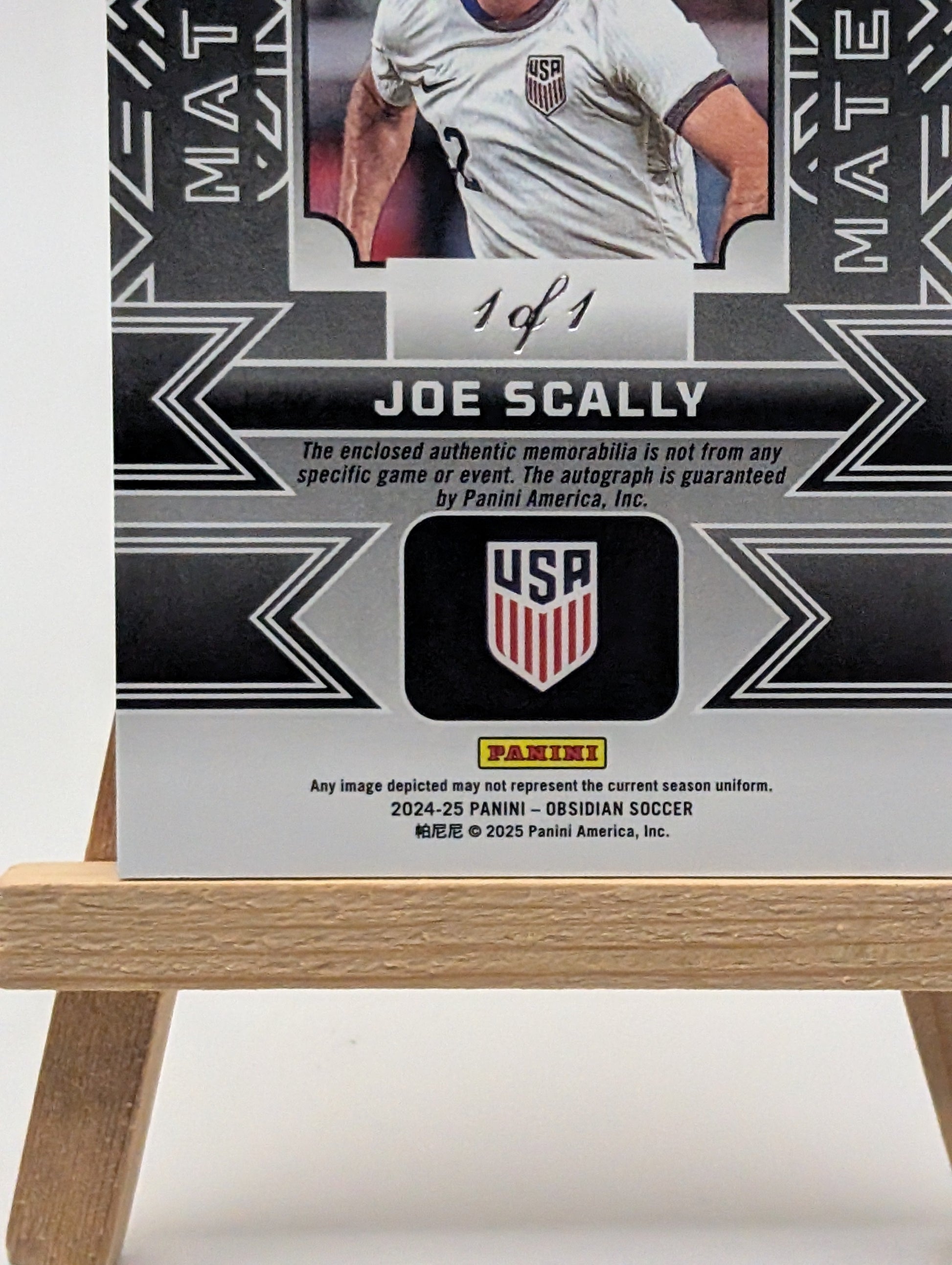 2024-25 Panini Obsidian Soccer JOE SCALLY 1/1 One of One Auto Patch USA US FRENLY BRICKS - Open 7 Days