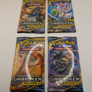 POKEMON TCG Unbroken Bonds Booster Pack Art Set - 4 Packs Total - Tag Team FRENLY BRICKS - Open 7 Days