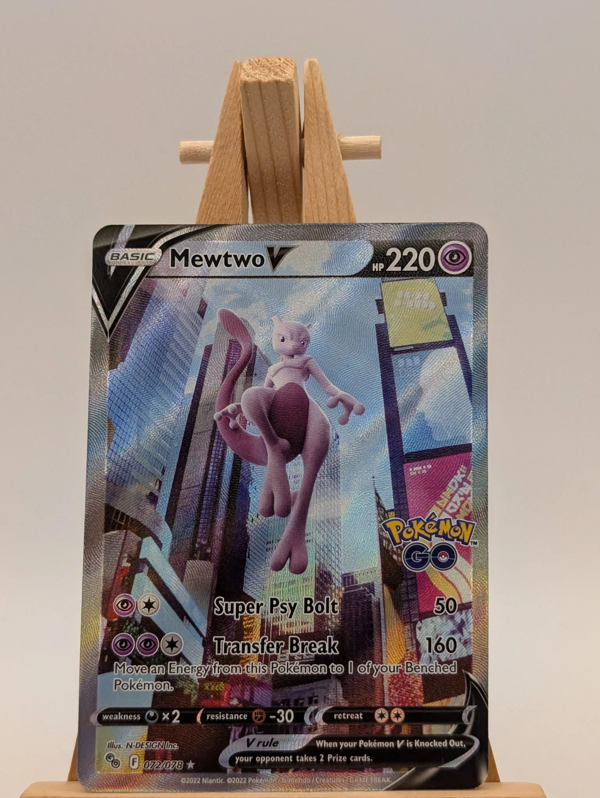 Mewtwo V - Pokemon GO FULL ALT ART Holo Foil Ultra Rare #072/078 FRENLY BRICKS - Open 7 Days image 3