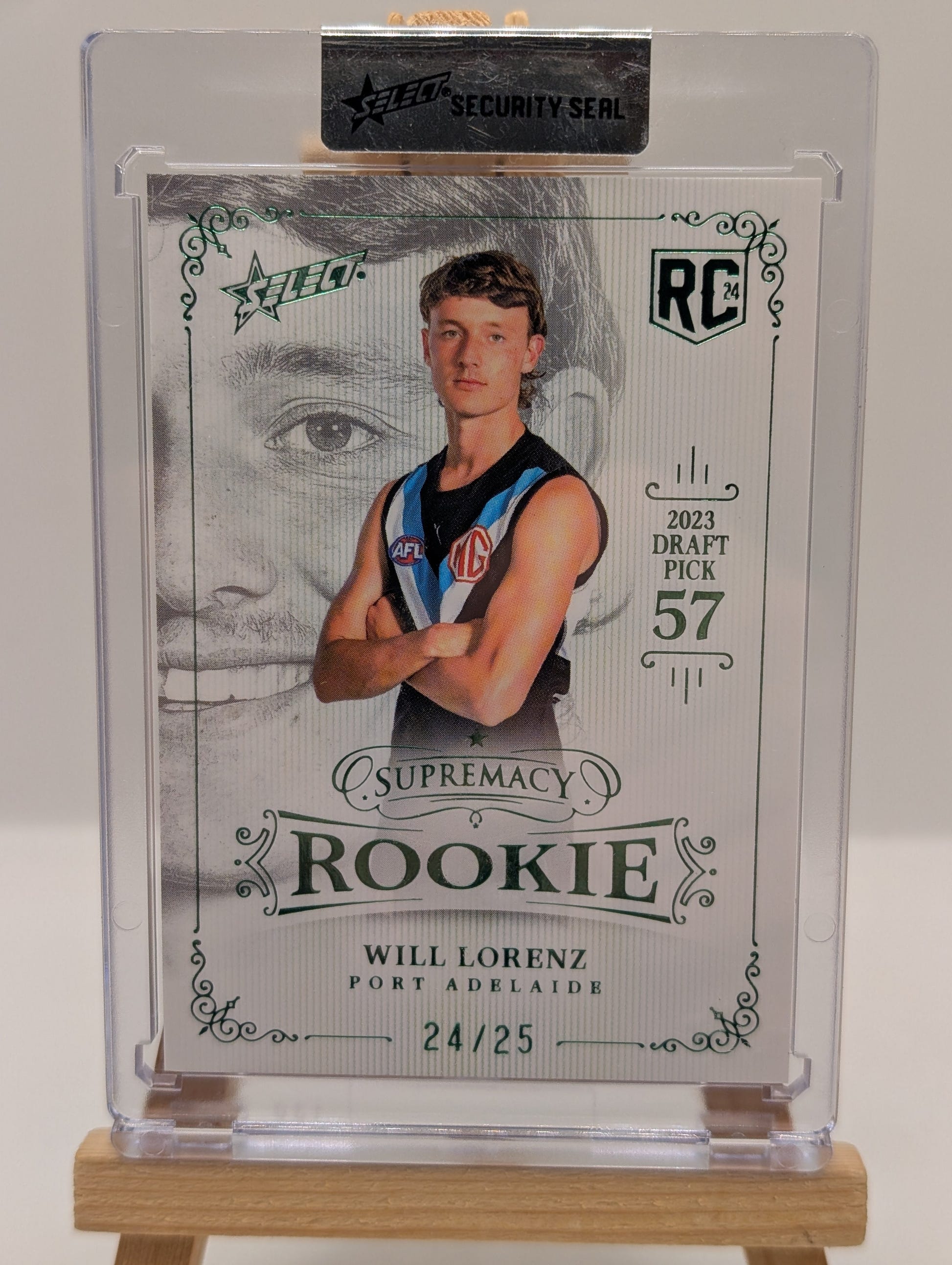 2024 AFL Select Green Supremacy Rookie RPG57 Will Lorenz LOW /25 Port Adelaide FRENLY BRICKS - Open 7 Days image 2