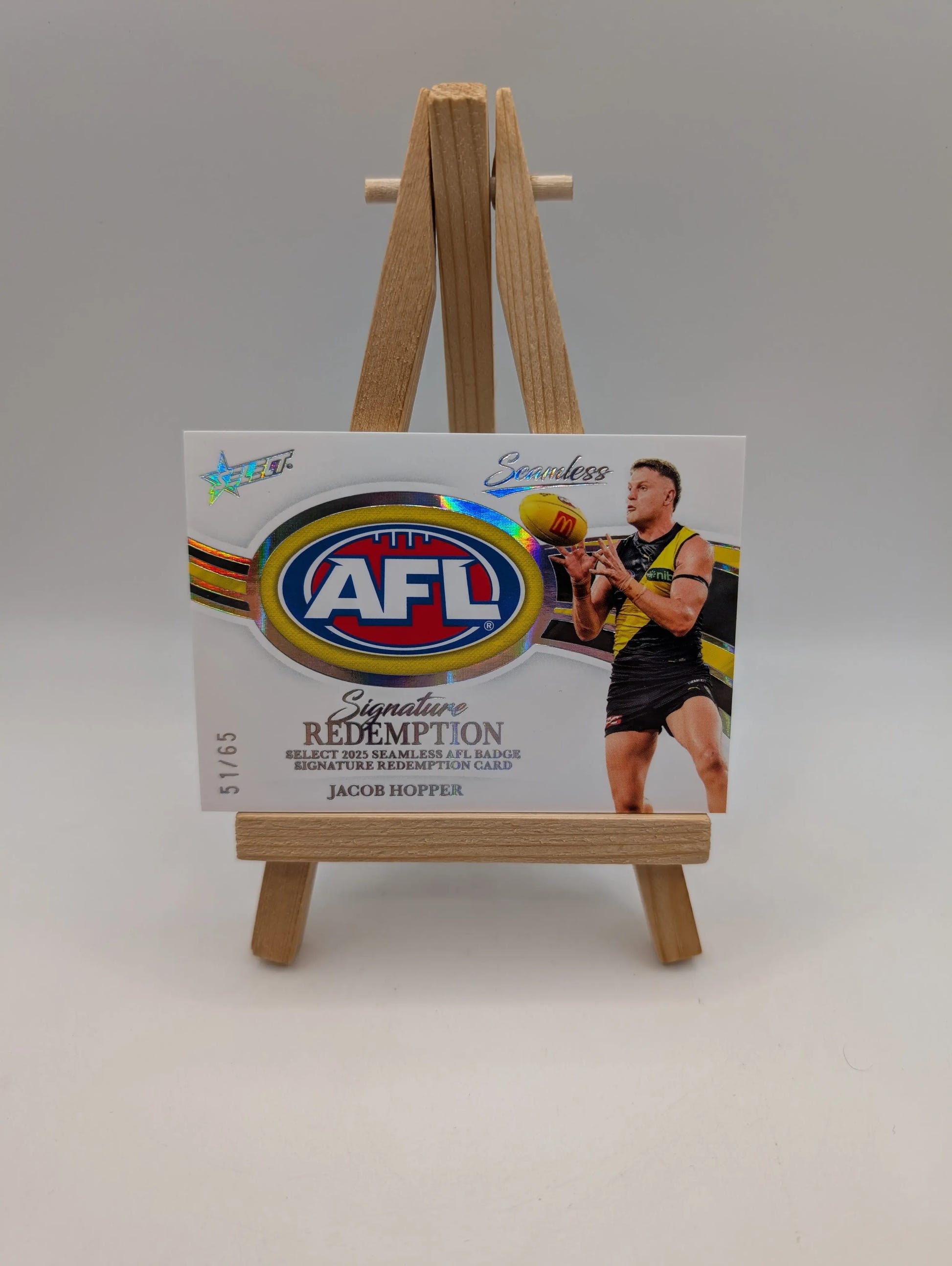 2026 AFL Select Seamless Jacob Hopper AFL Badge Signature Redemption /65 FRENLY BRICKS - Open 7 Days image 1