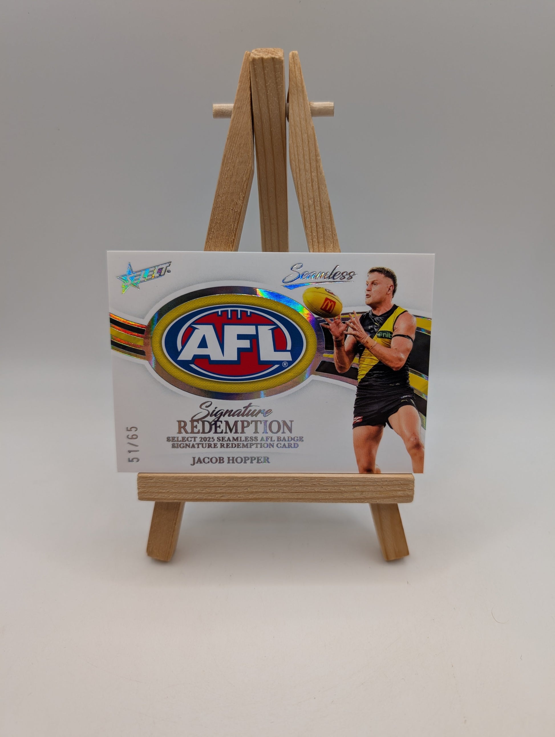 2026 AFL Select Seamless Jacob Hopper AFL Badge Signature Redemption /65 FRENLY BRICKS - Open 7 Days
