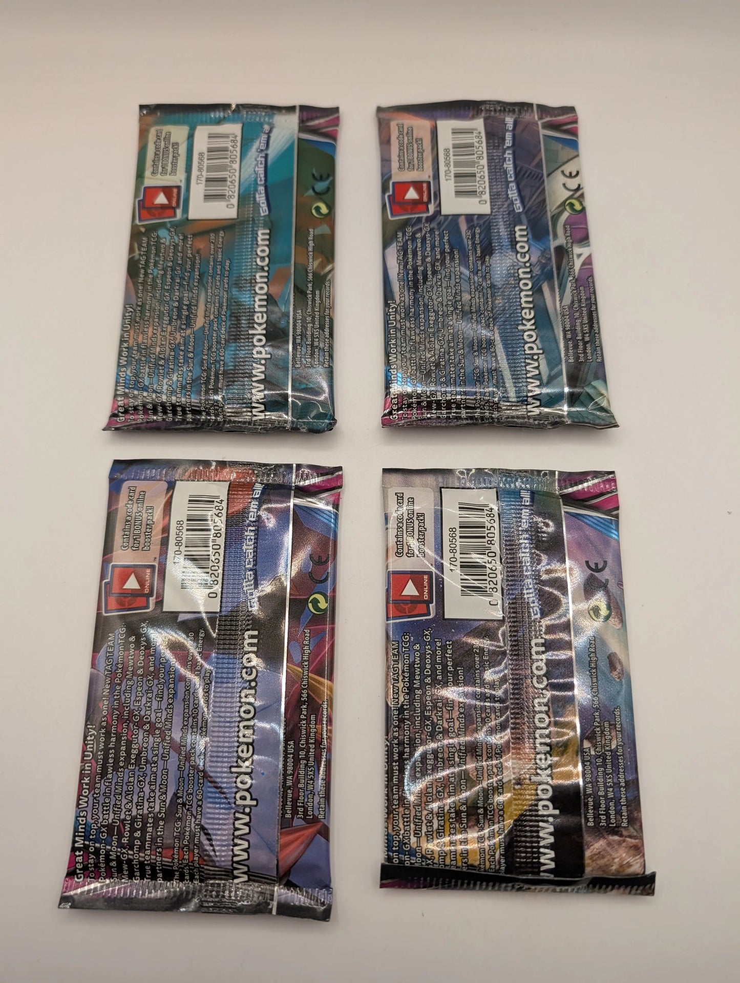 POKEMON TCG SUN & MOON UNIFIED MINDS - 4x Booster Packs - Art Set Factory Sealed FRENLY BRICKS - Open 7 Days