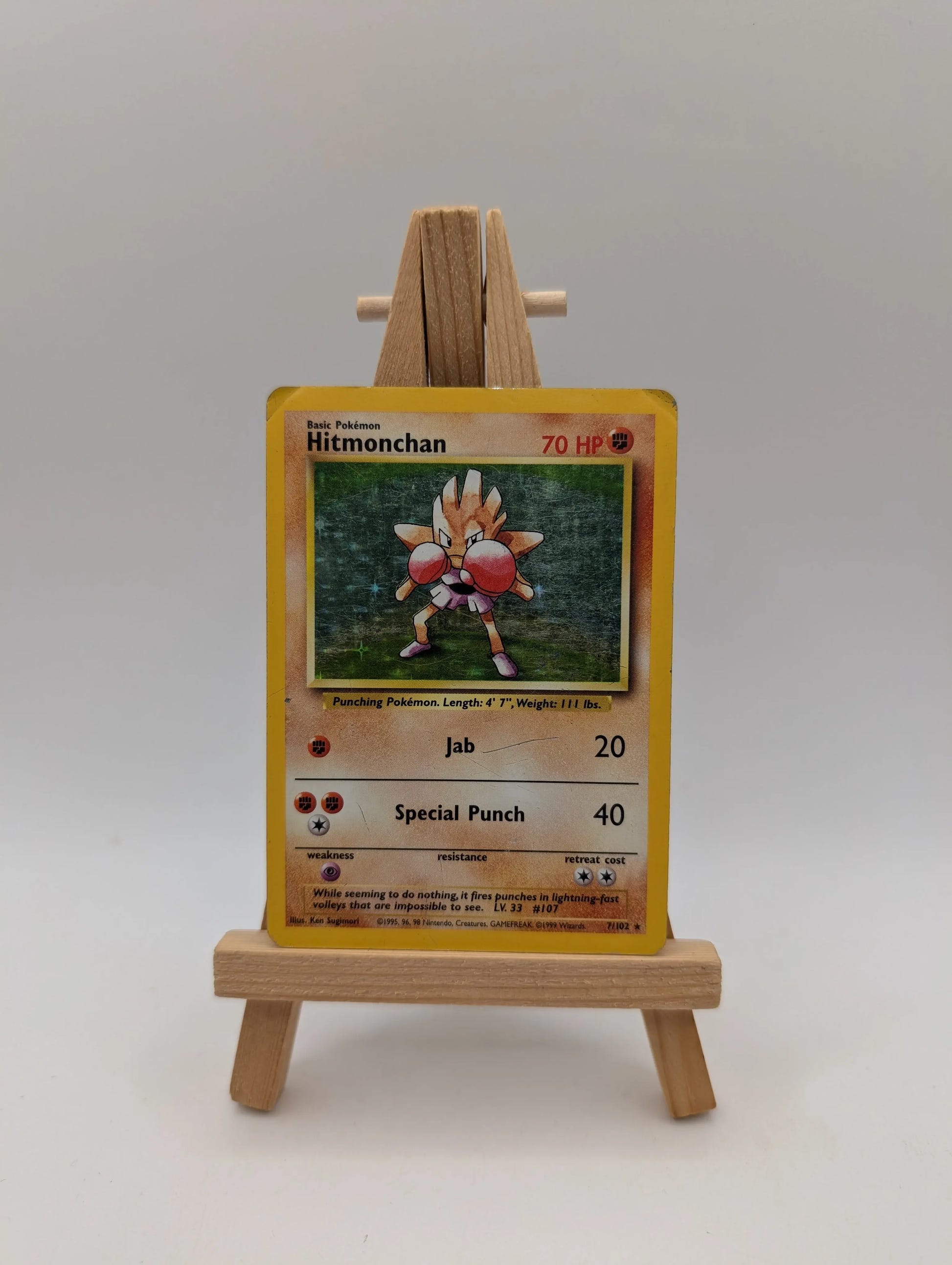 Pokémon TCG Hitmonchan Base Set 7/102 Holo Unlimited Holo Rare HP FRENLY BRICKS - Open 7 Days image 1