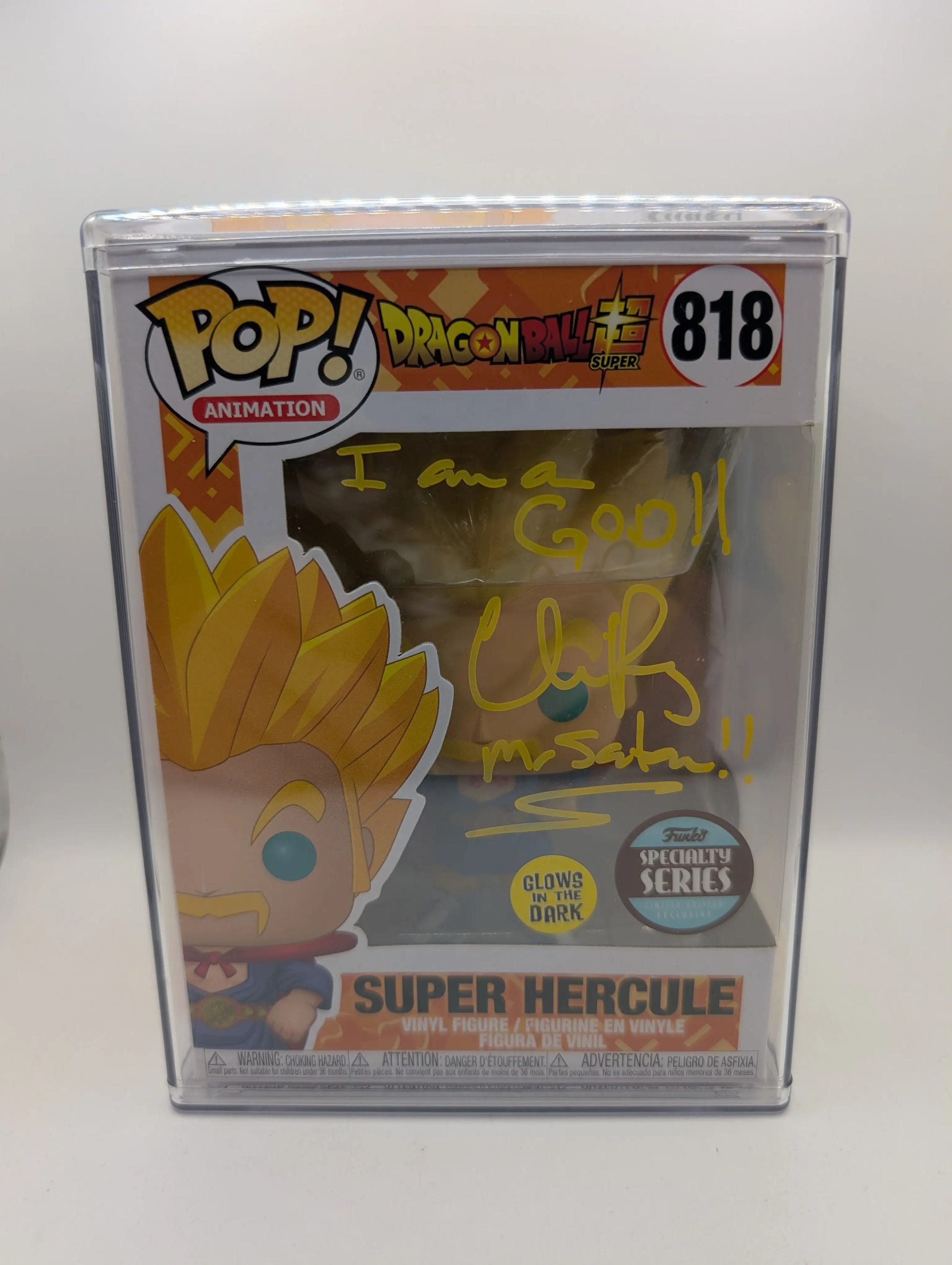 Funko Pop! Dragon Ball Super Hercule #818 GITD SIGNED Chris Rager In Protector FRENLY BRICKS - Open 7 Days image 1