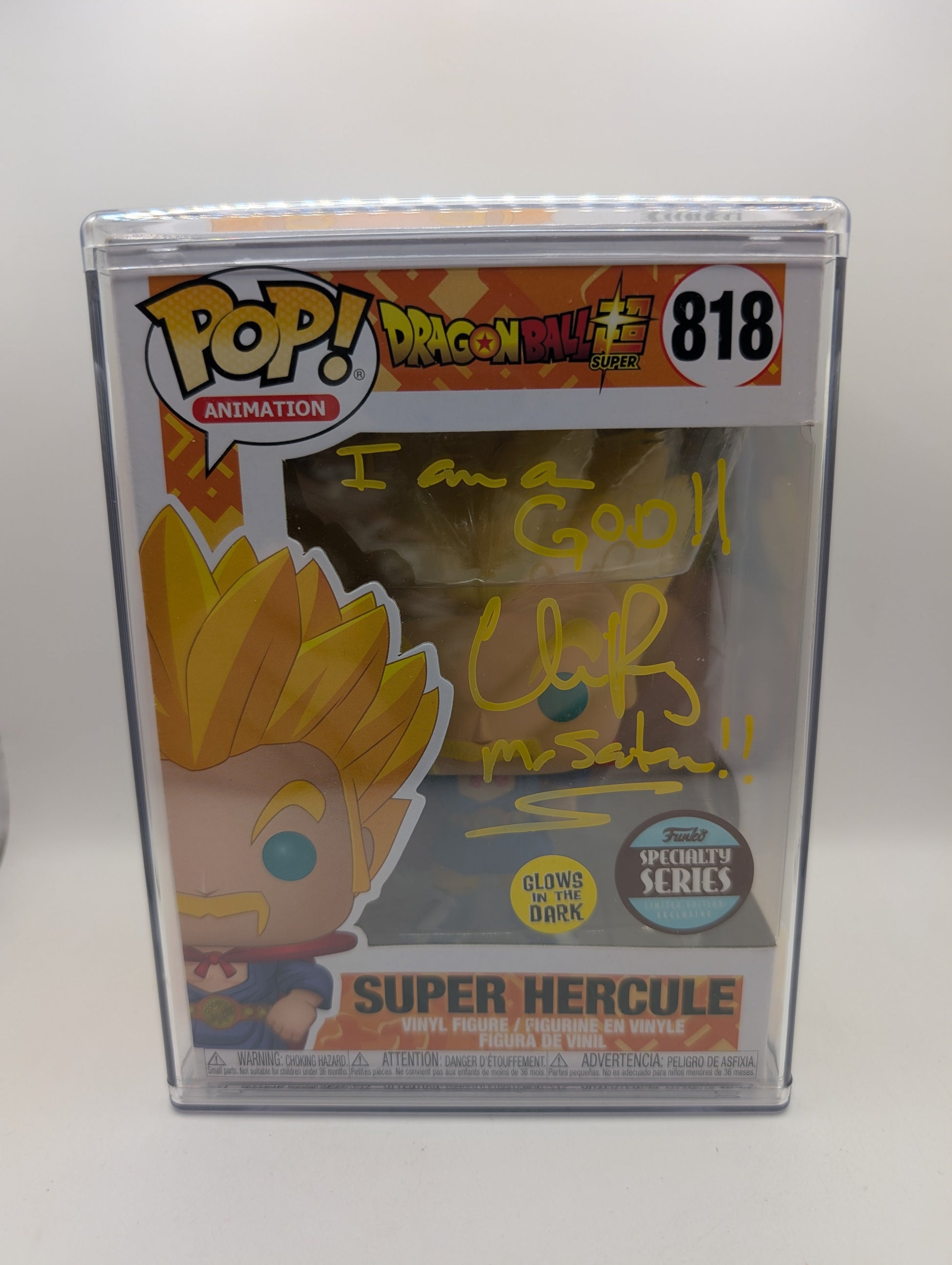 Funko Pop! Dragon Ball Super Hercule #818 GITD SIGNED Chris Rager In Protector FRENLY BRICKS - Open 7 Days