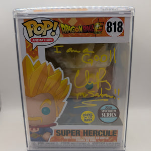 Funko Pop! Dragon Ball Super Hercule #818 GITD SIGNED Chris Rager In Protector FRENLY BRICKS - Open 7 Days
