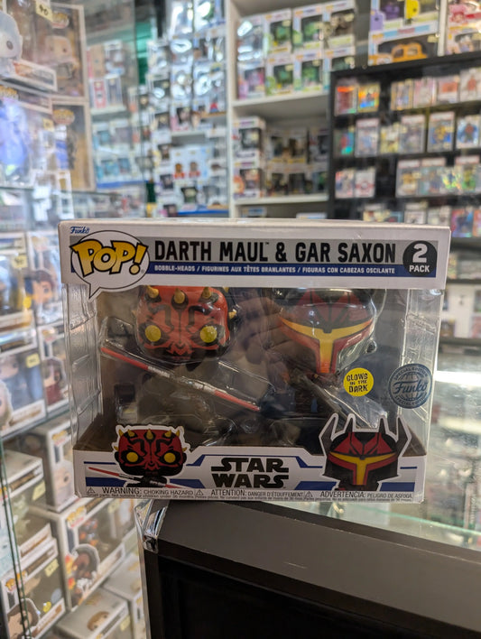 Funko Pop! Star wars glows Darth Maul & Gar Saxon 2 Pack GLOW FRENLY BRICKS - Open 7 Days